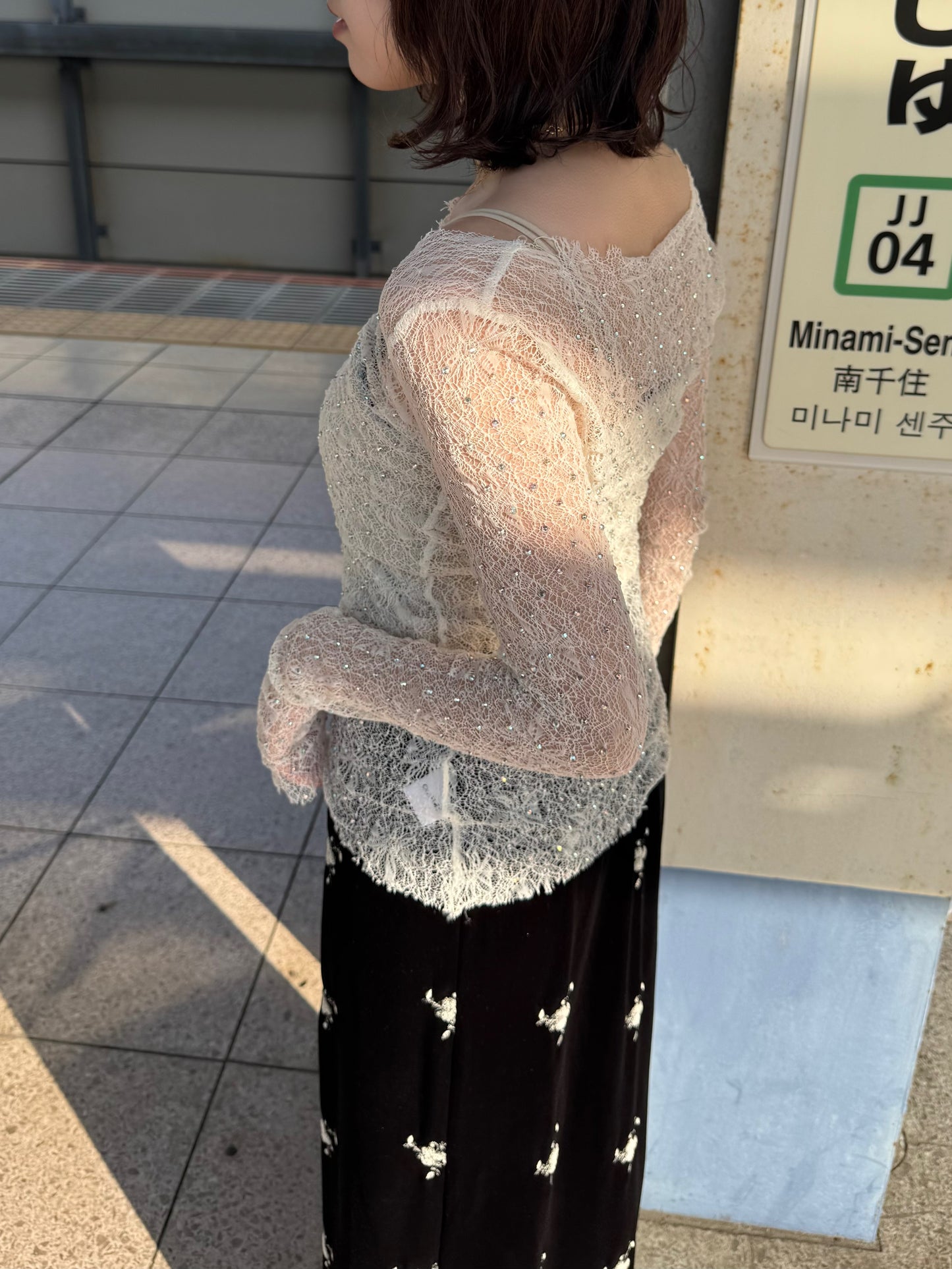 レースストーンカットソー DPC03035
