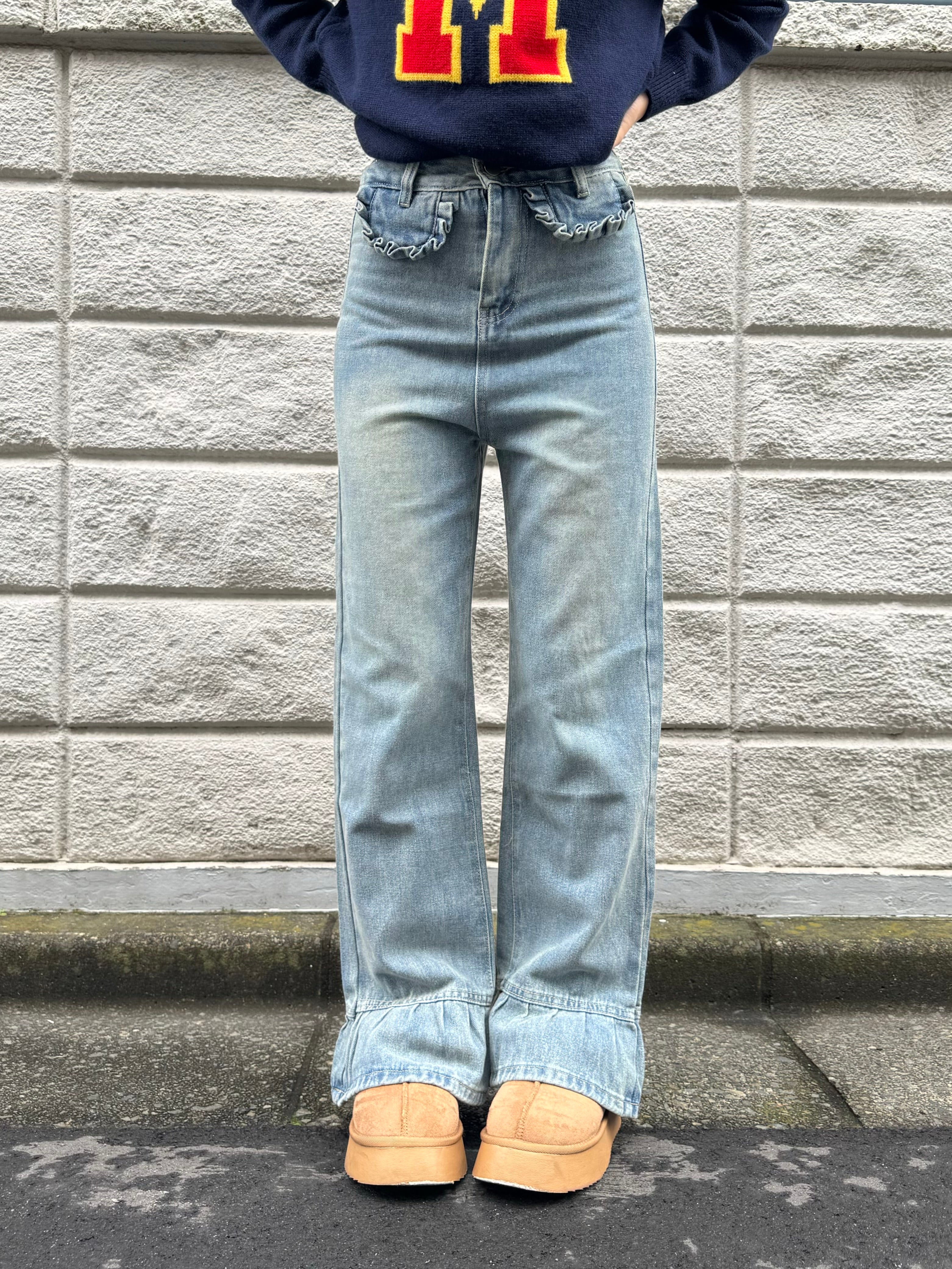 フリルデニムパンツ カラー：インディゴブルー　３６ 裾フリルデニムパンツ DPB63180 – CRAMMY