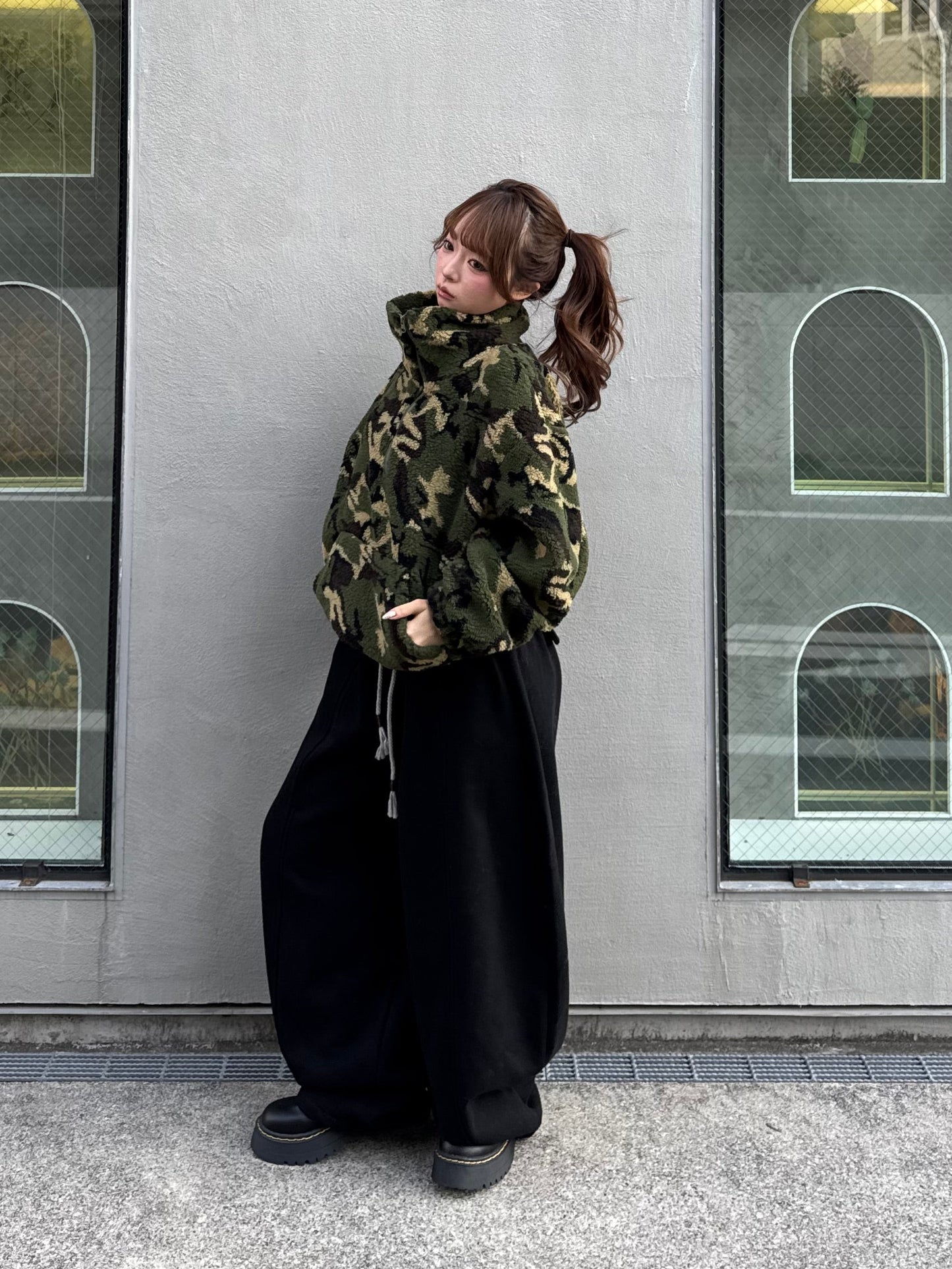 カモフラボアハーフジッププルオーバー DPB86180