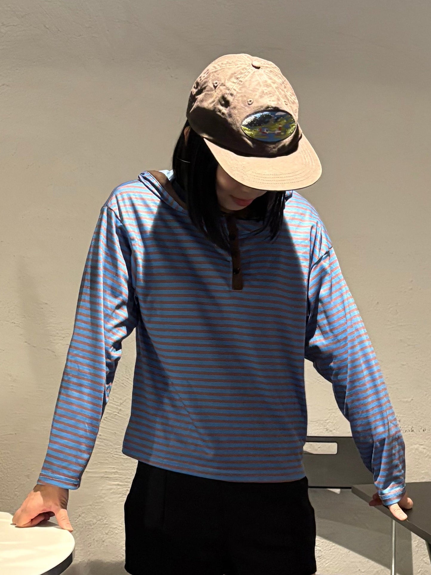 ボーダーヘンリーフーディトップス DPB99007