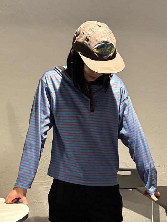 ボーダーヘンリーフーディトップス DPB99007