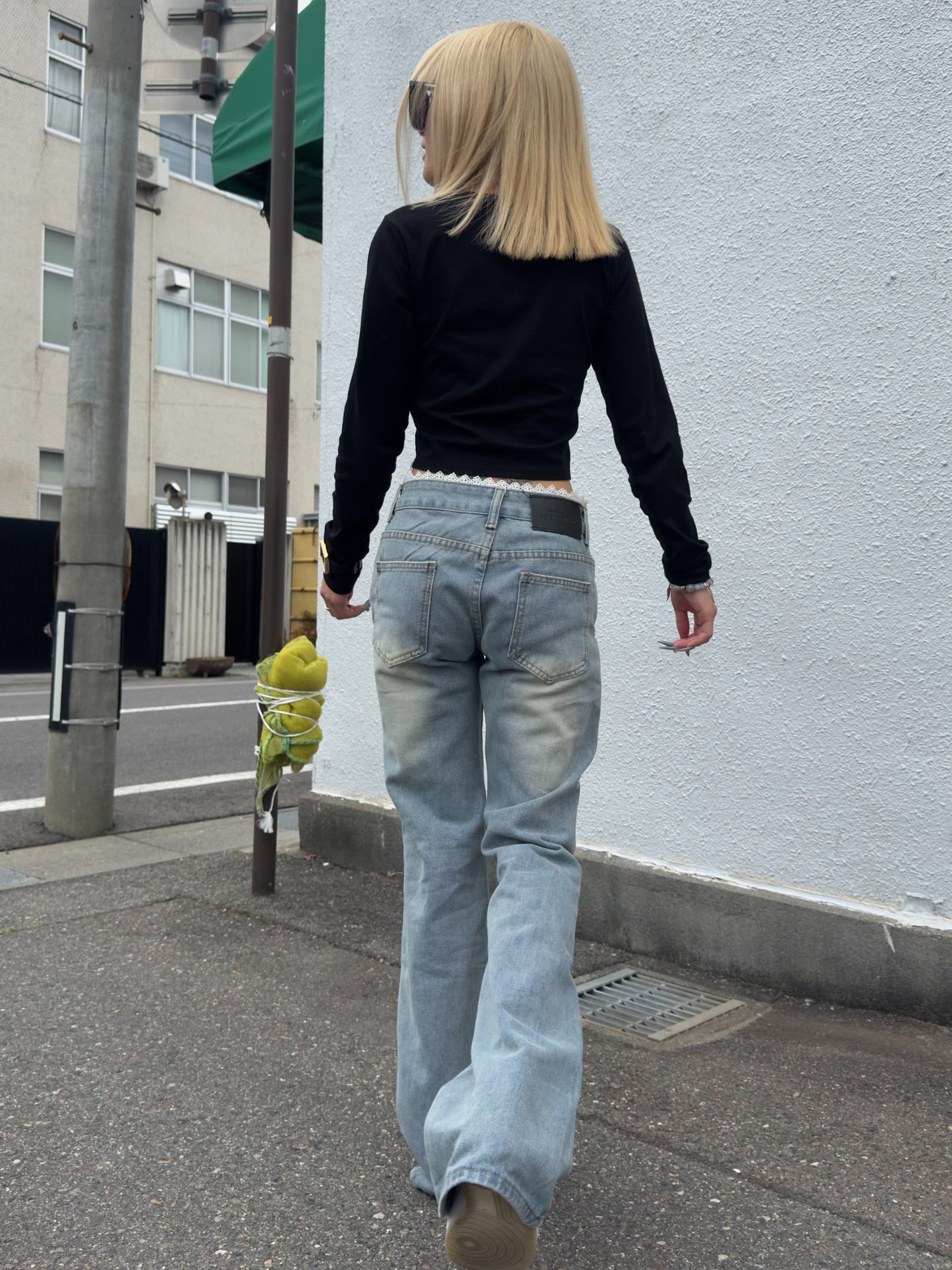 レースデザインローライズデニムパンツ DPB42374