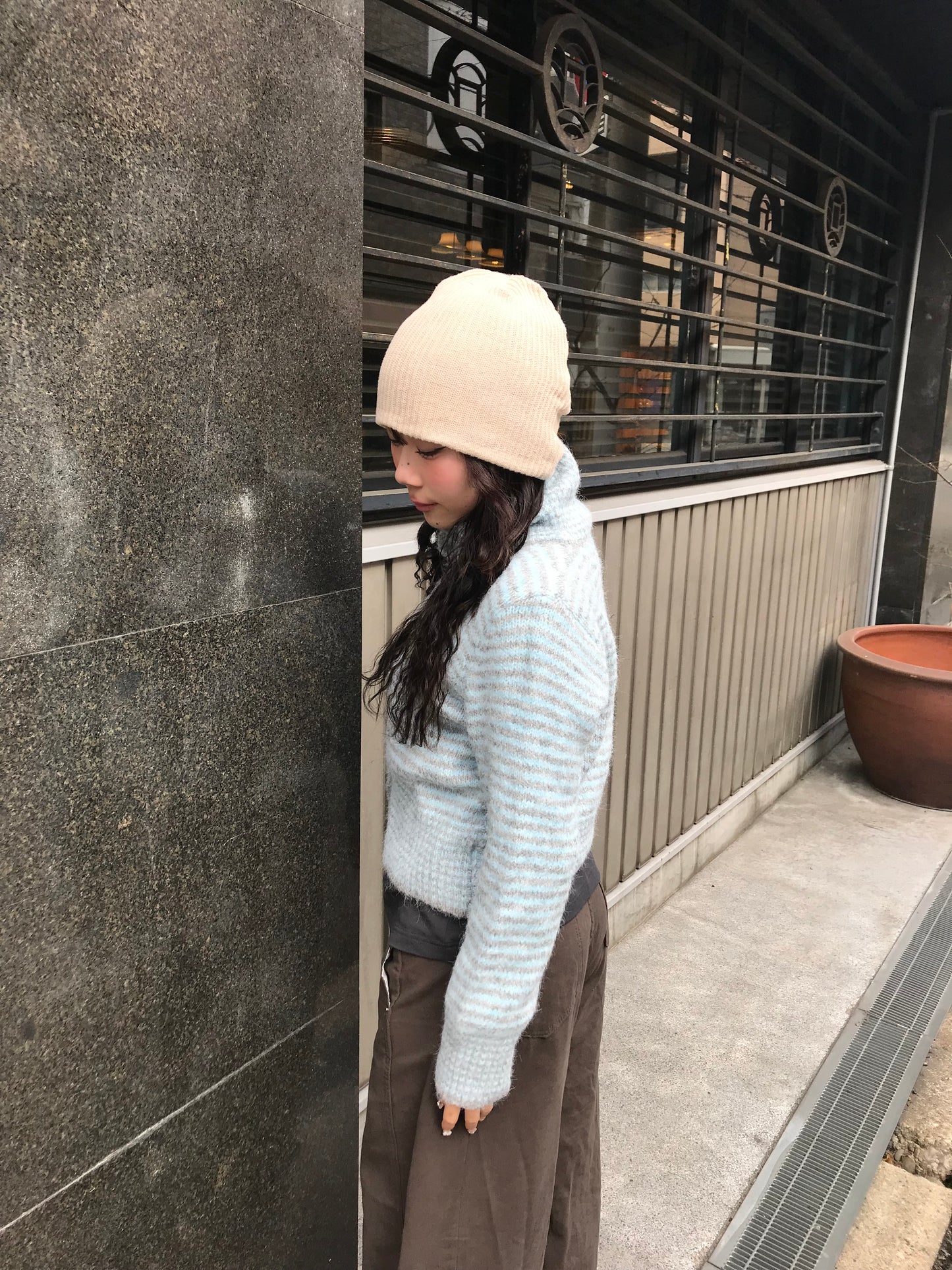 ニットボーダーポロトップス DPB89188