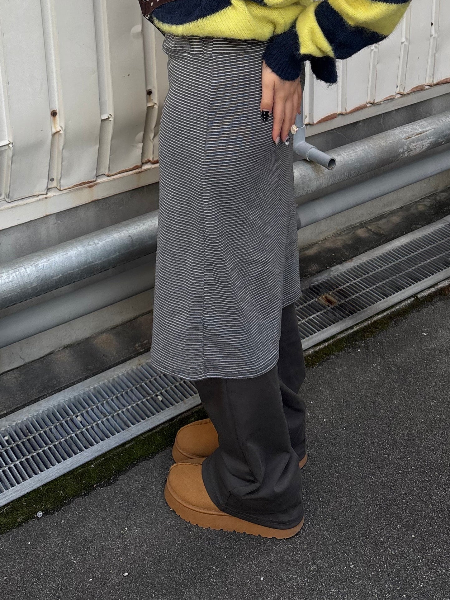 ストライプレイヤードスカートパンツ DPB89143