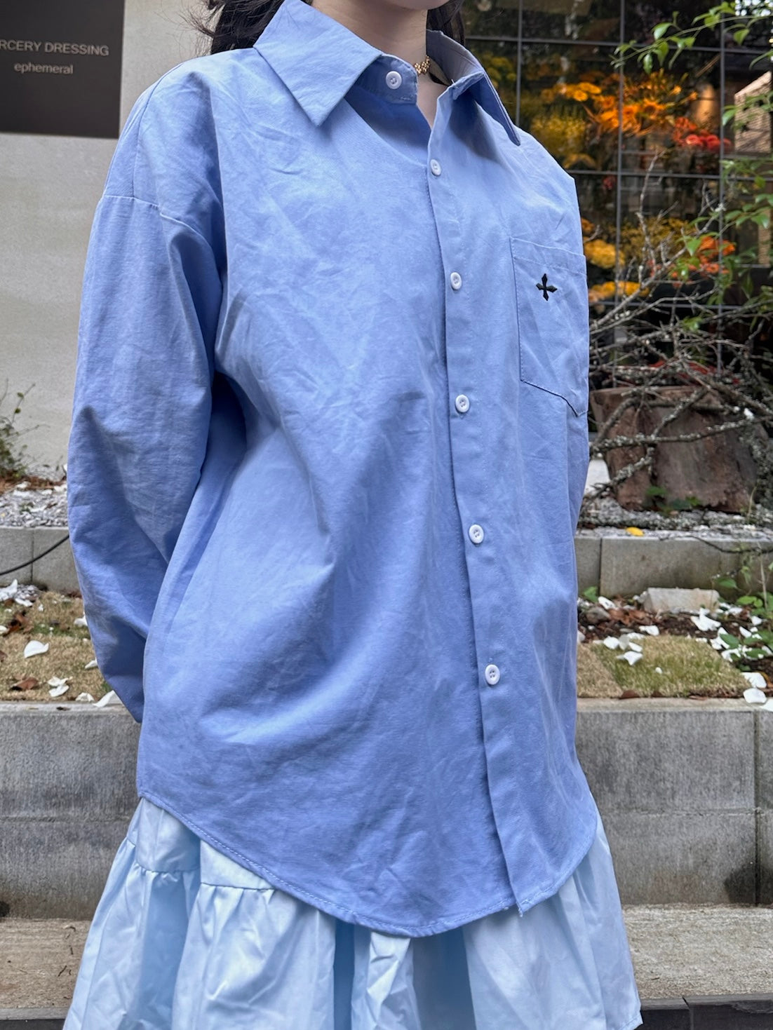 オーバーサイズシンプルブルーシャツ DPA43383