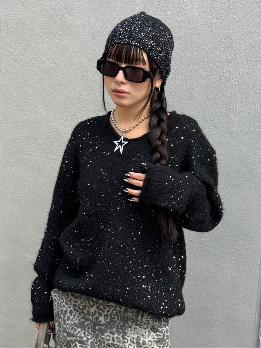 Vネックラメニット DPB86142