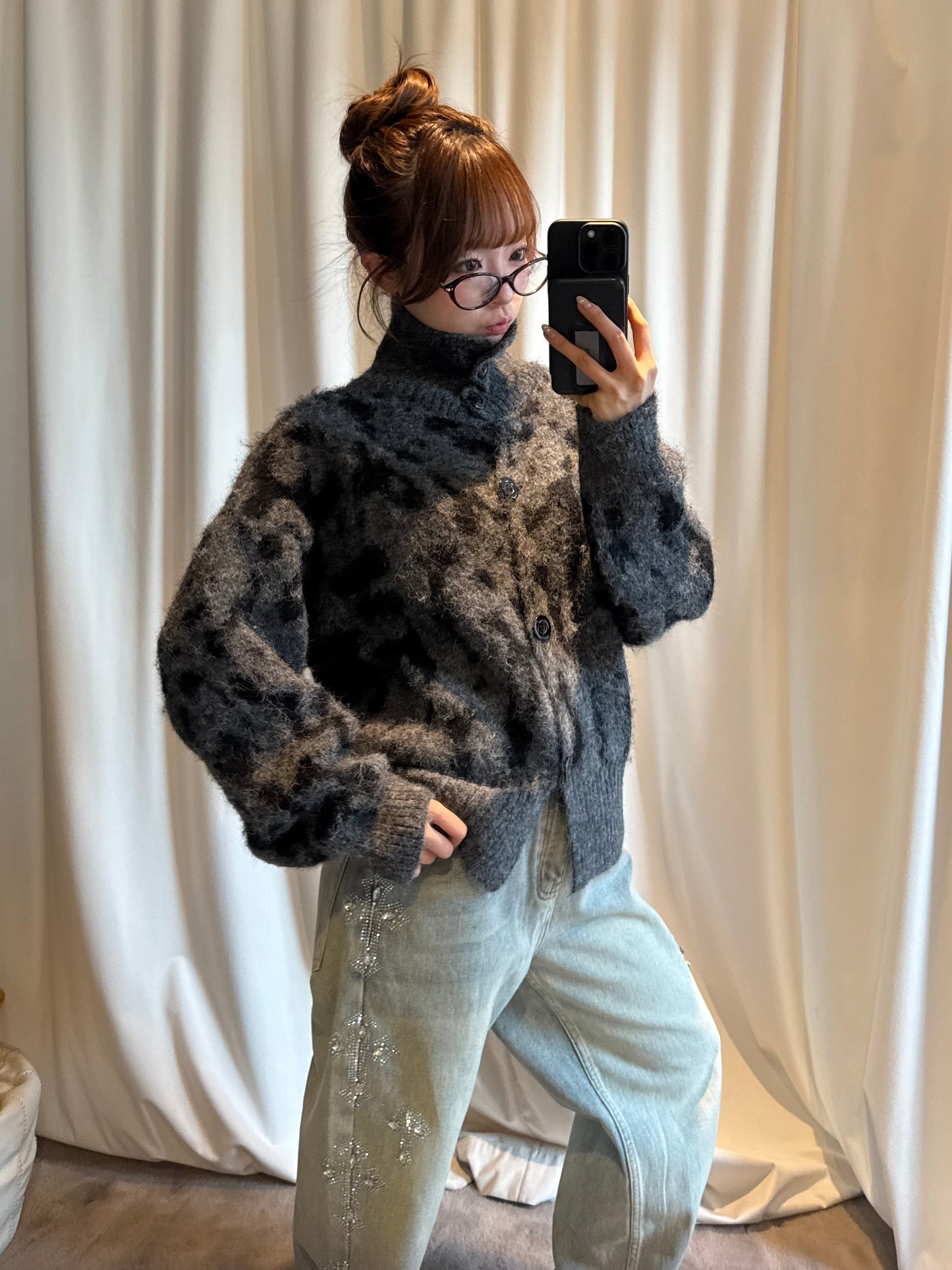 レオパードハイネックカーディガン DPB86181