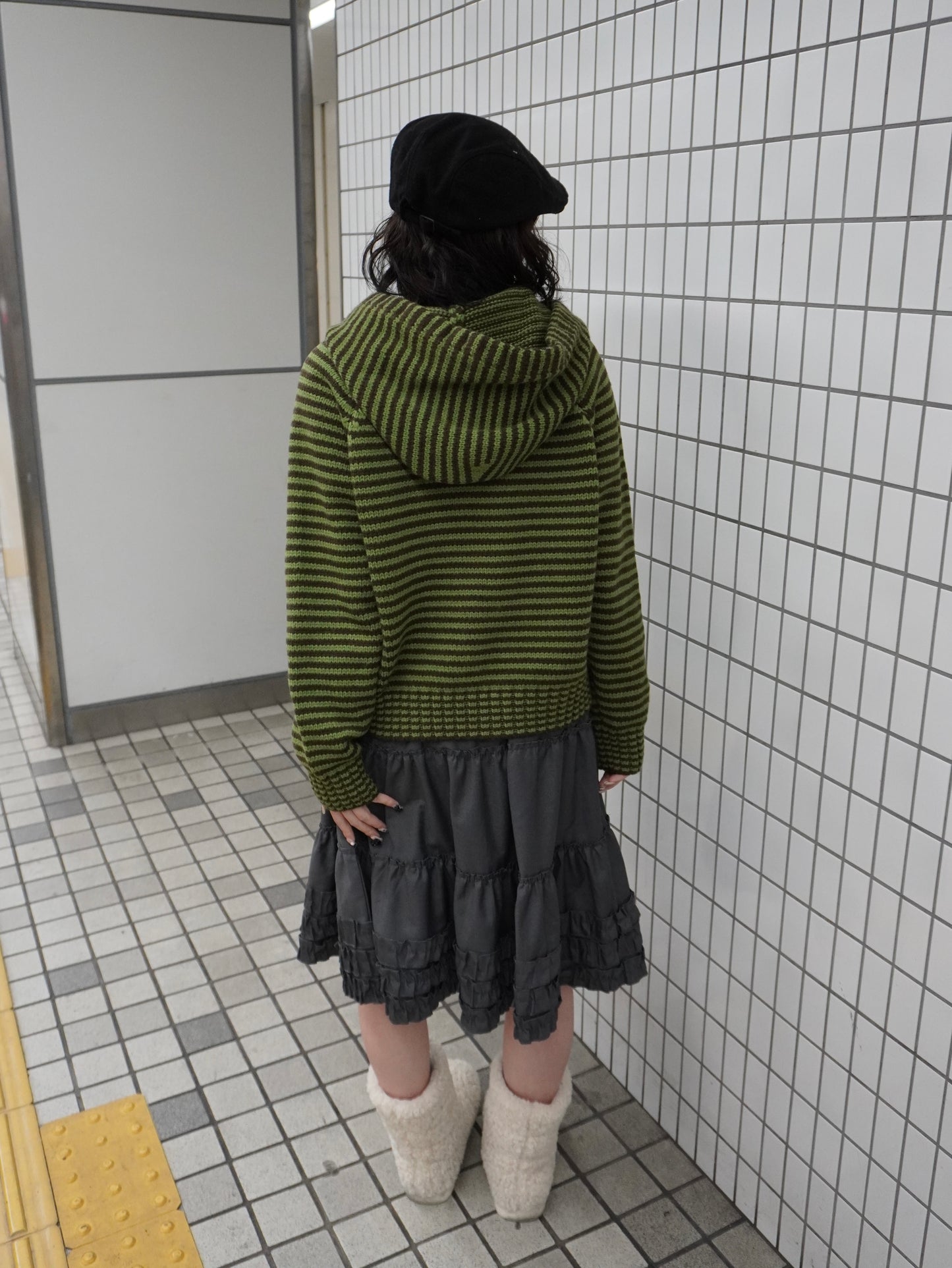 【即納】ボーダーニットダブルジップパーカー DPB85367S