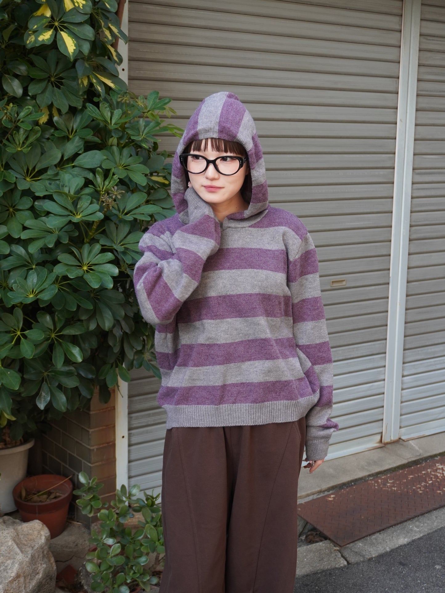 ボーダーフーディニットパーカー DPB85383