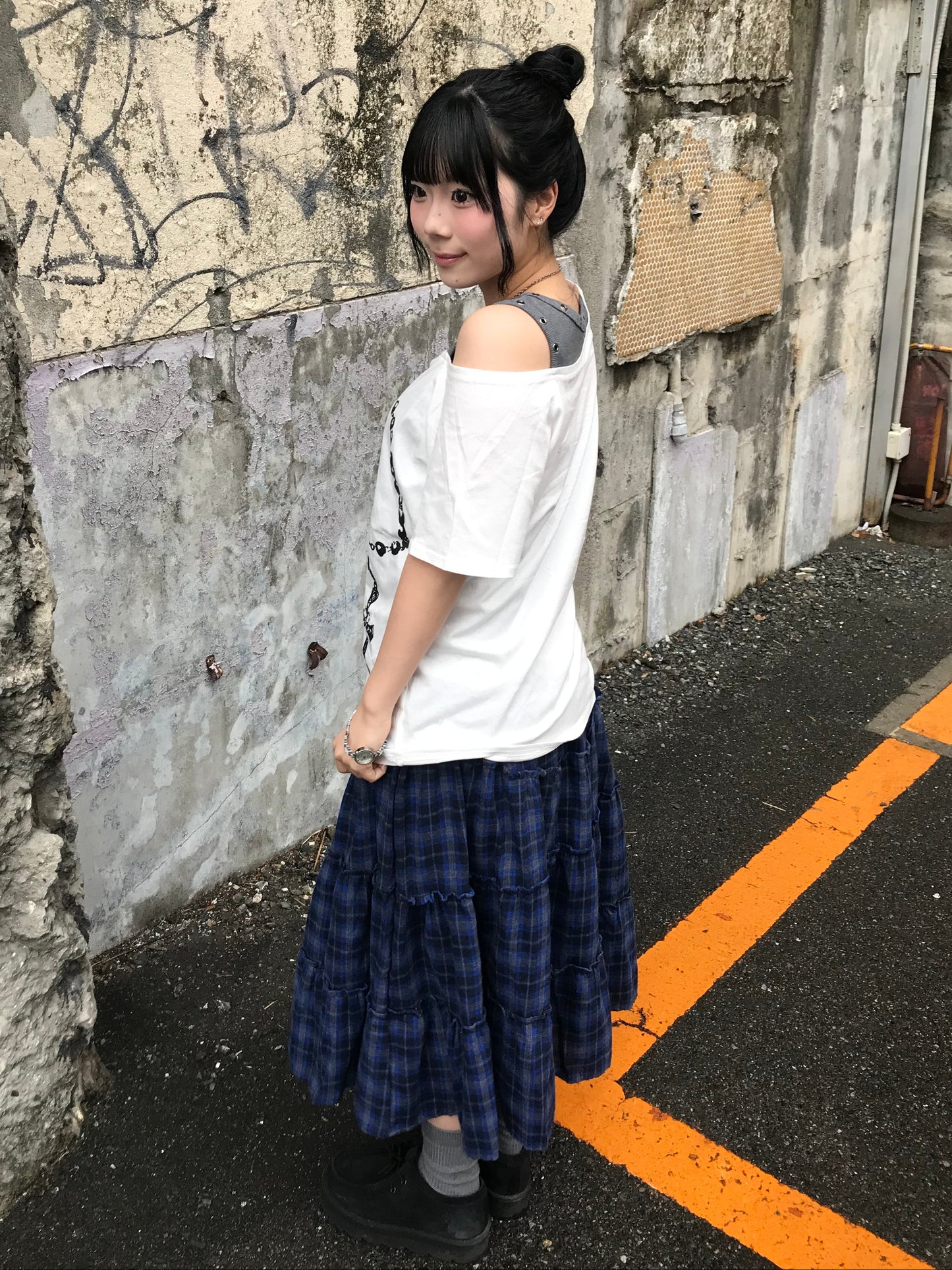 ロングチェックフリルスカート DPB89256