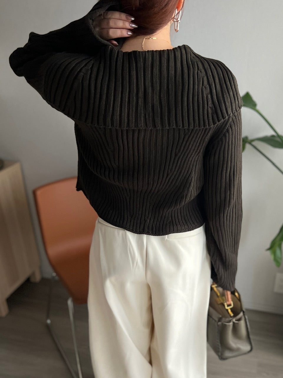 リブボタンニットトップス DPB56340