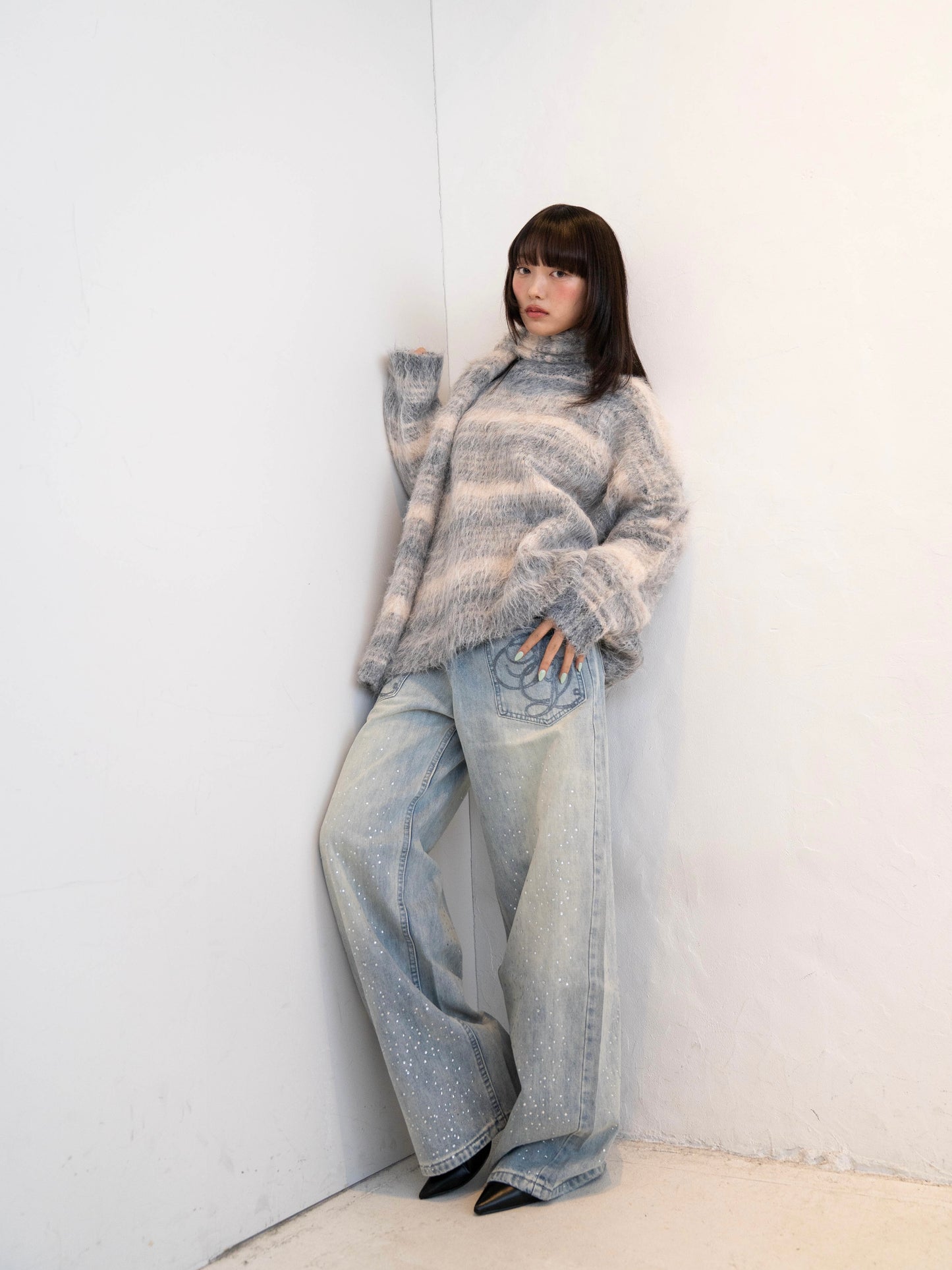 リボンマフラーボーダーニット DPC02005