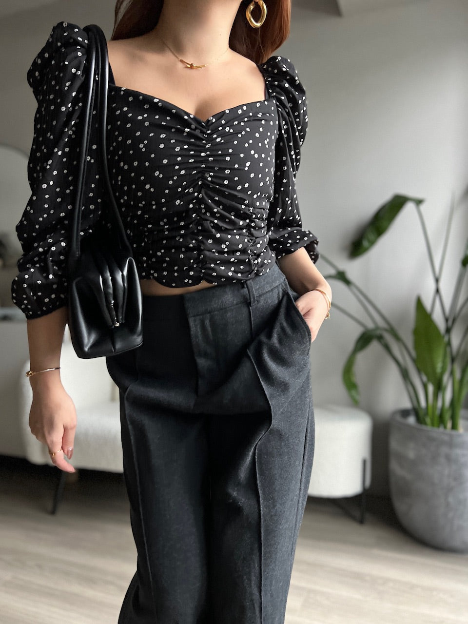 スクエアネックドットブラウス DPB56329