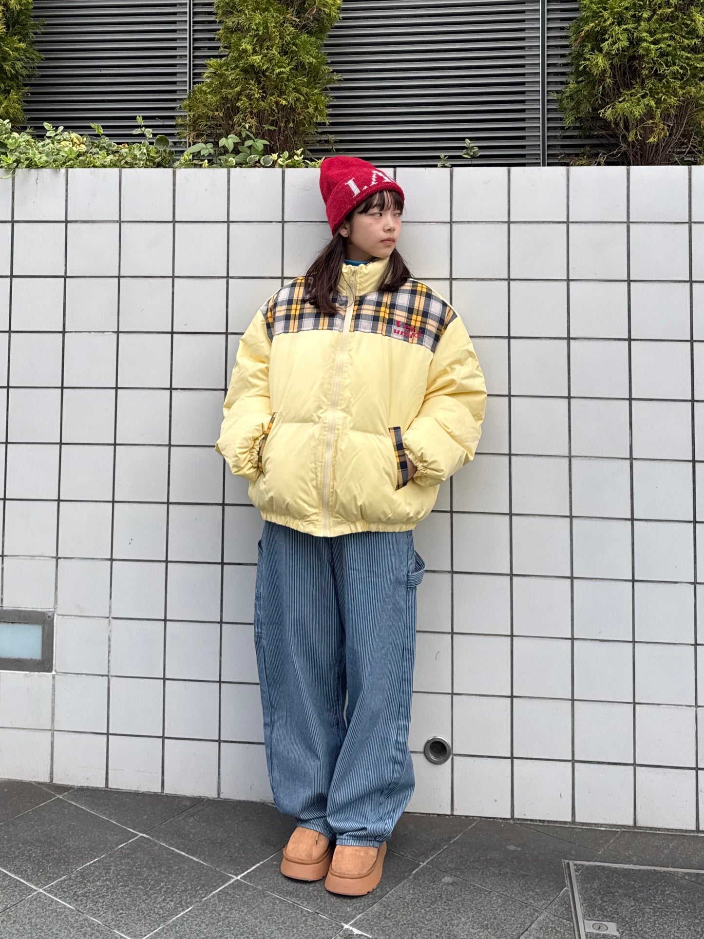 イエローチェックダウンジャケット DPB91045