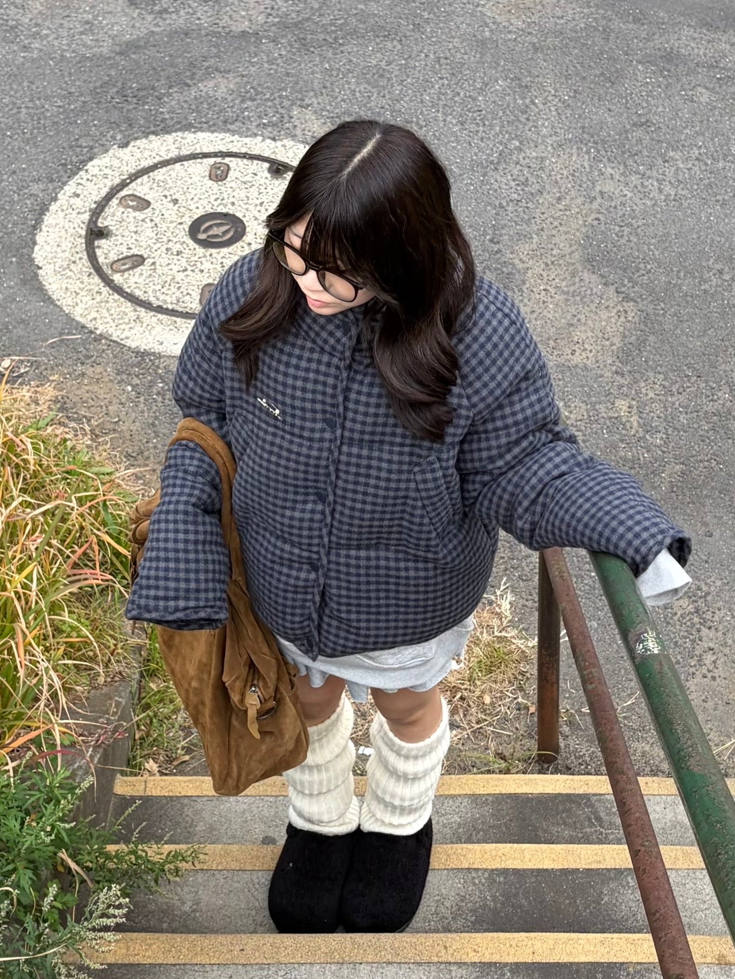 チェックショートダウンジャケット DPB98012