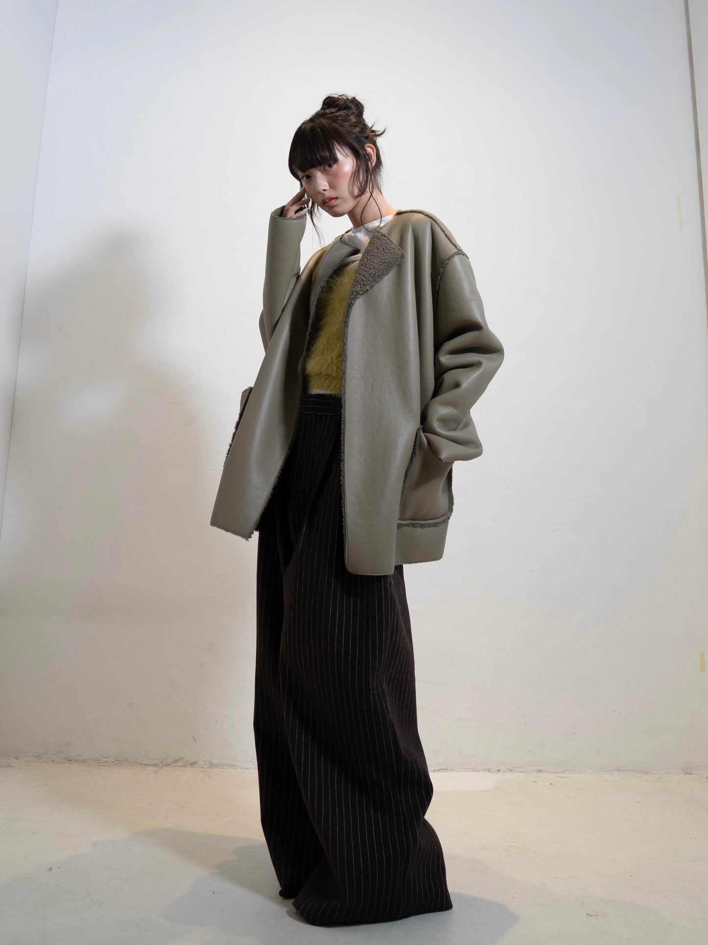 ポイントボアフェイクレザージャケット DPC02010