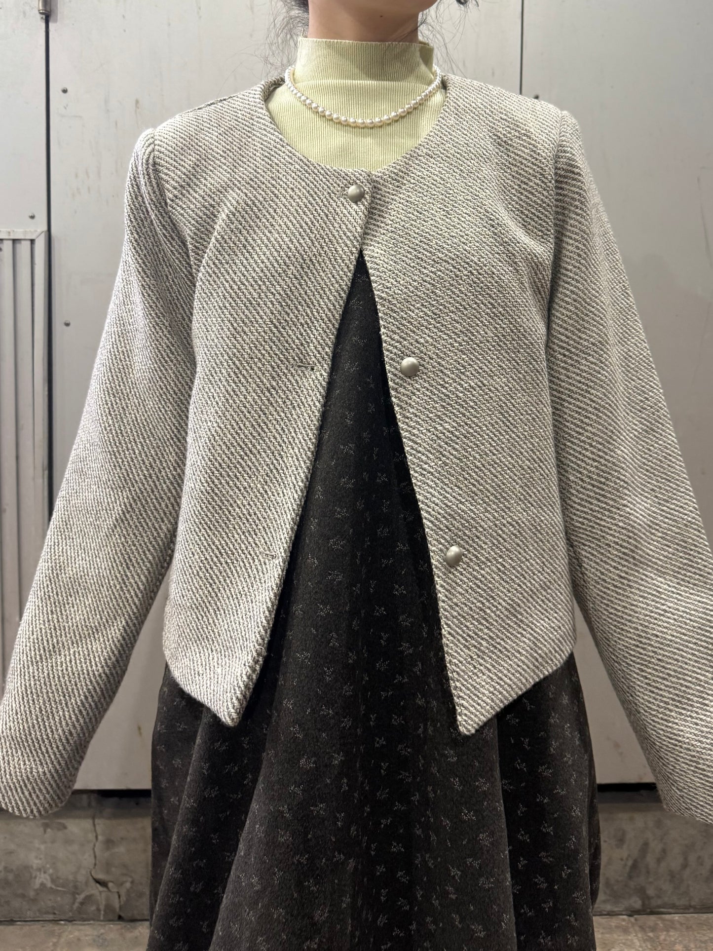 ノーカラーツイードジャケット DPA43718