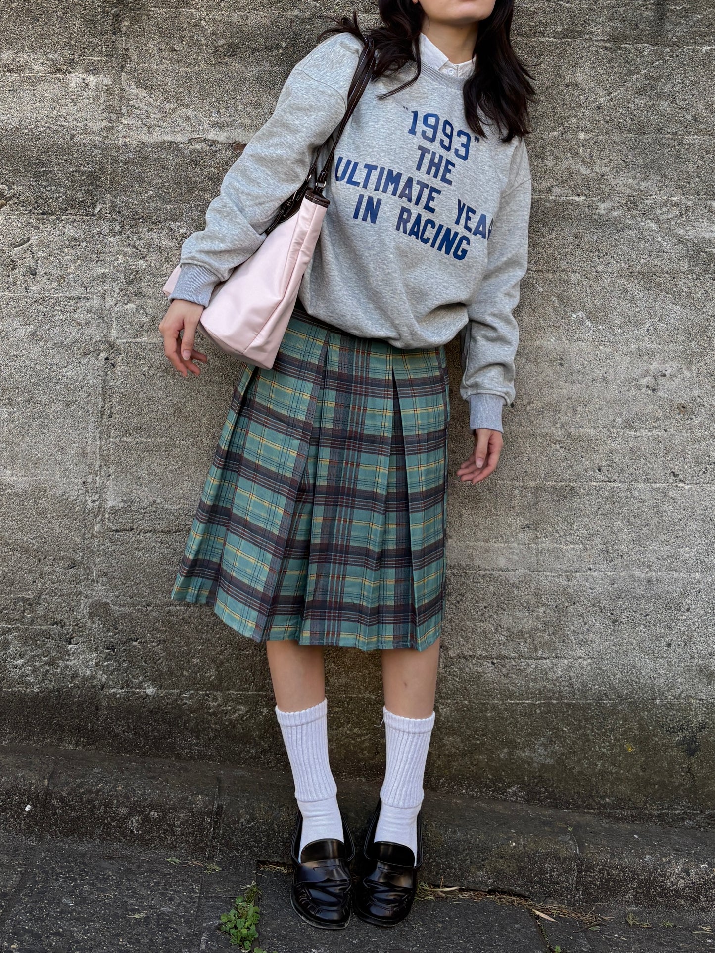 ライトグリーンプリーツチェックスカート DPA43739