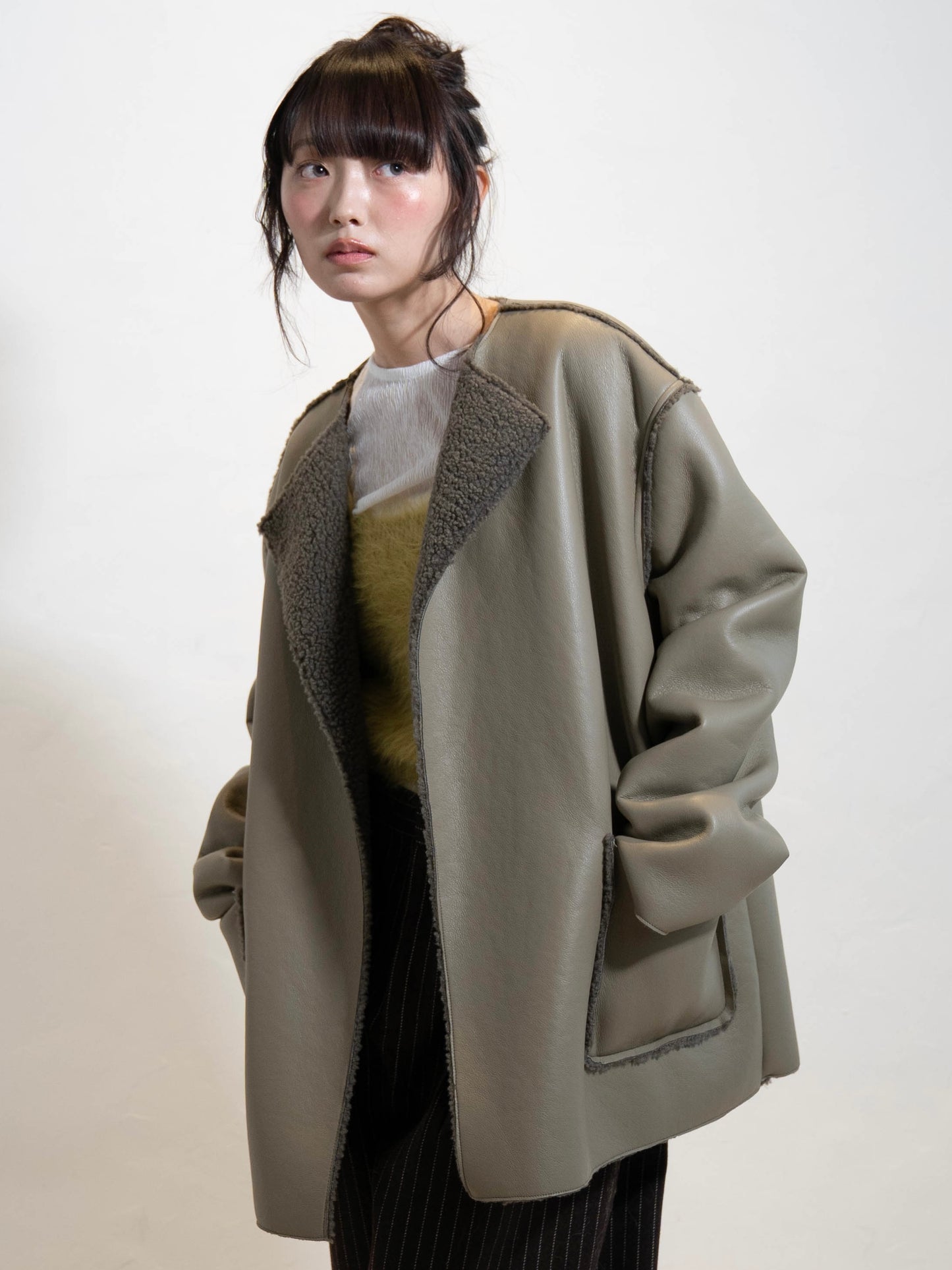 ポイントボアフェイクレザージャケット DPC02010