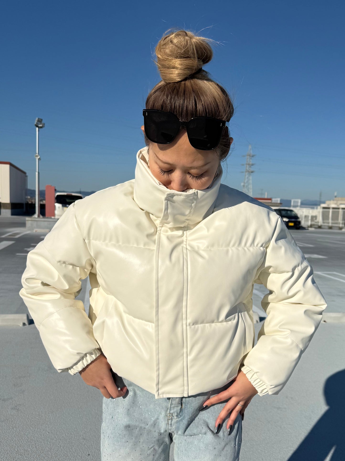 レザーショートダウンジャケット DPB73595