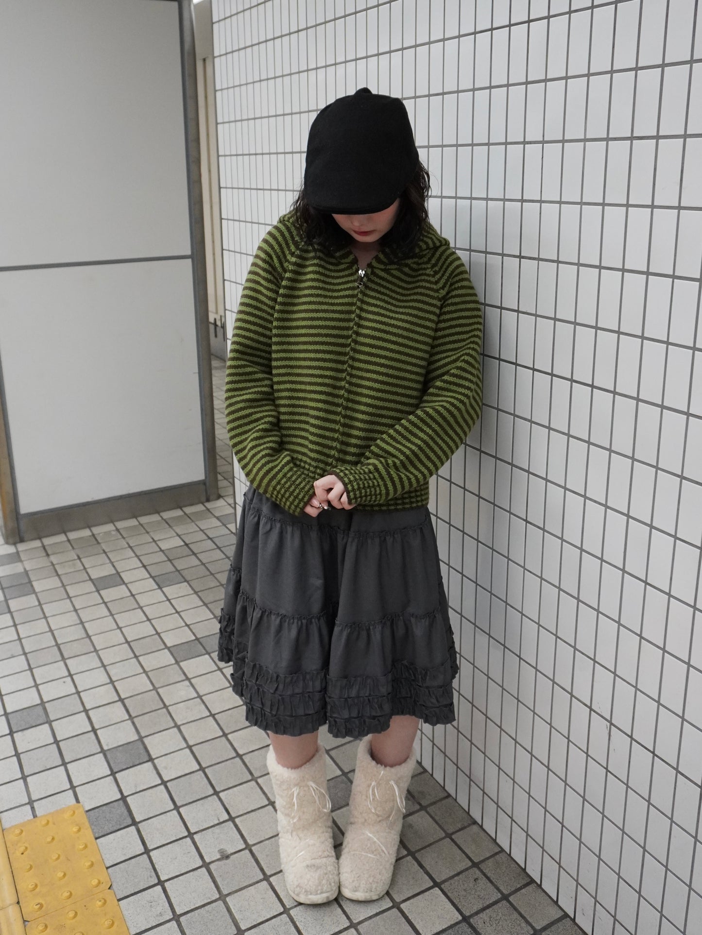 【即納】ボーダーニットダブルジップパーカー DPB85367S