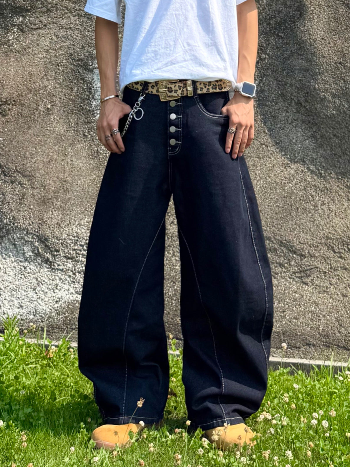Kenshin_ボタンデザインワイドデニムパンツ DPB73405