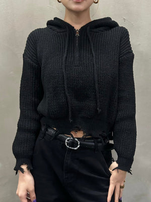 ダメージフードニットパーカー DPB26664