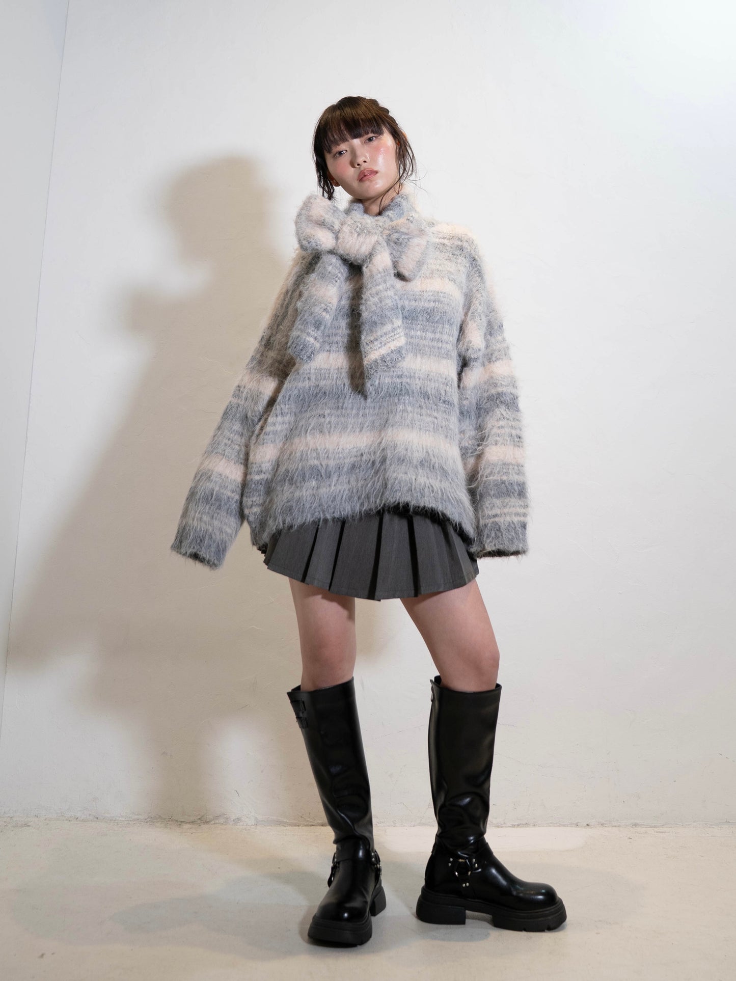 リボンマフラーボーダーニット DPC02005