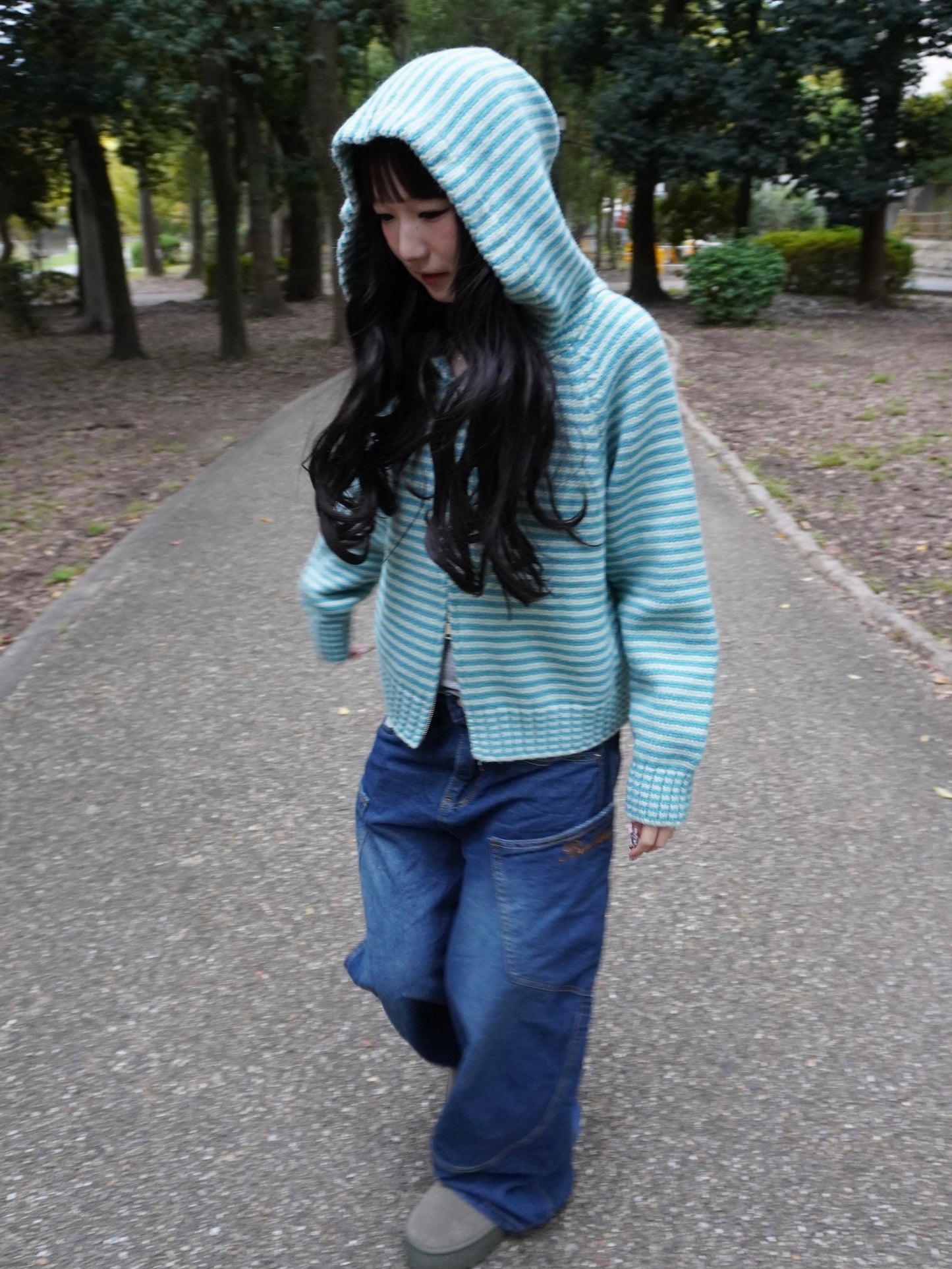 ボーダーニットダブルジップパーカー DPB85367