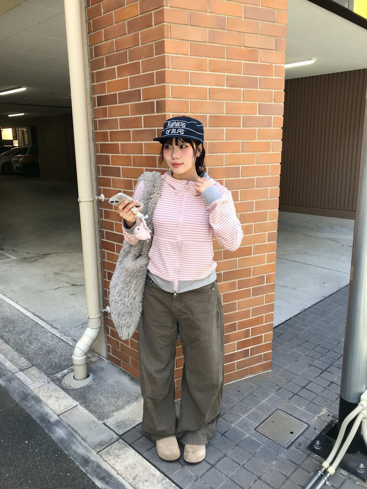 ボーダーピンクジップパーカー DPB89191