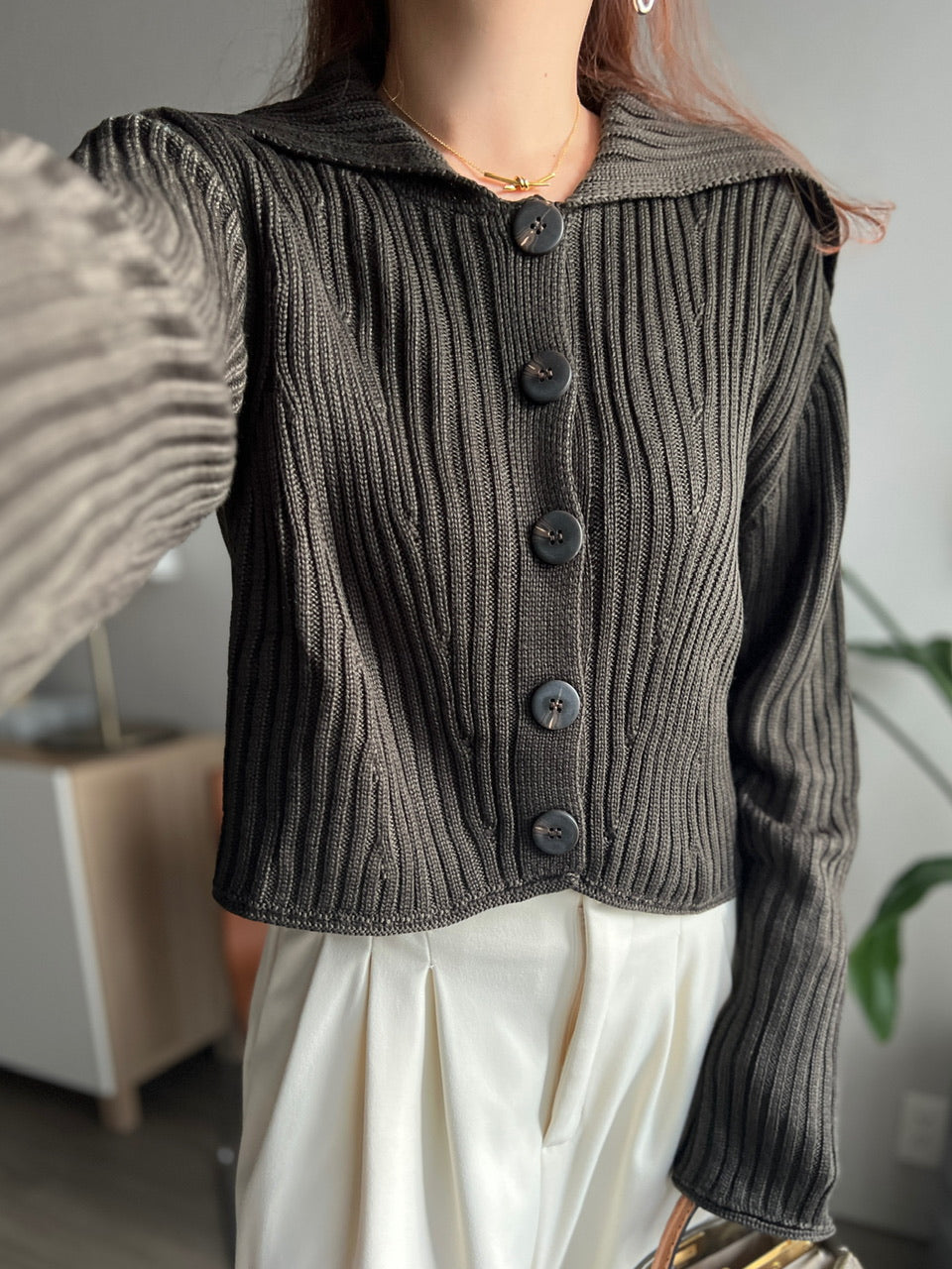 リブボタンニットトップス DPB56340