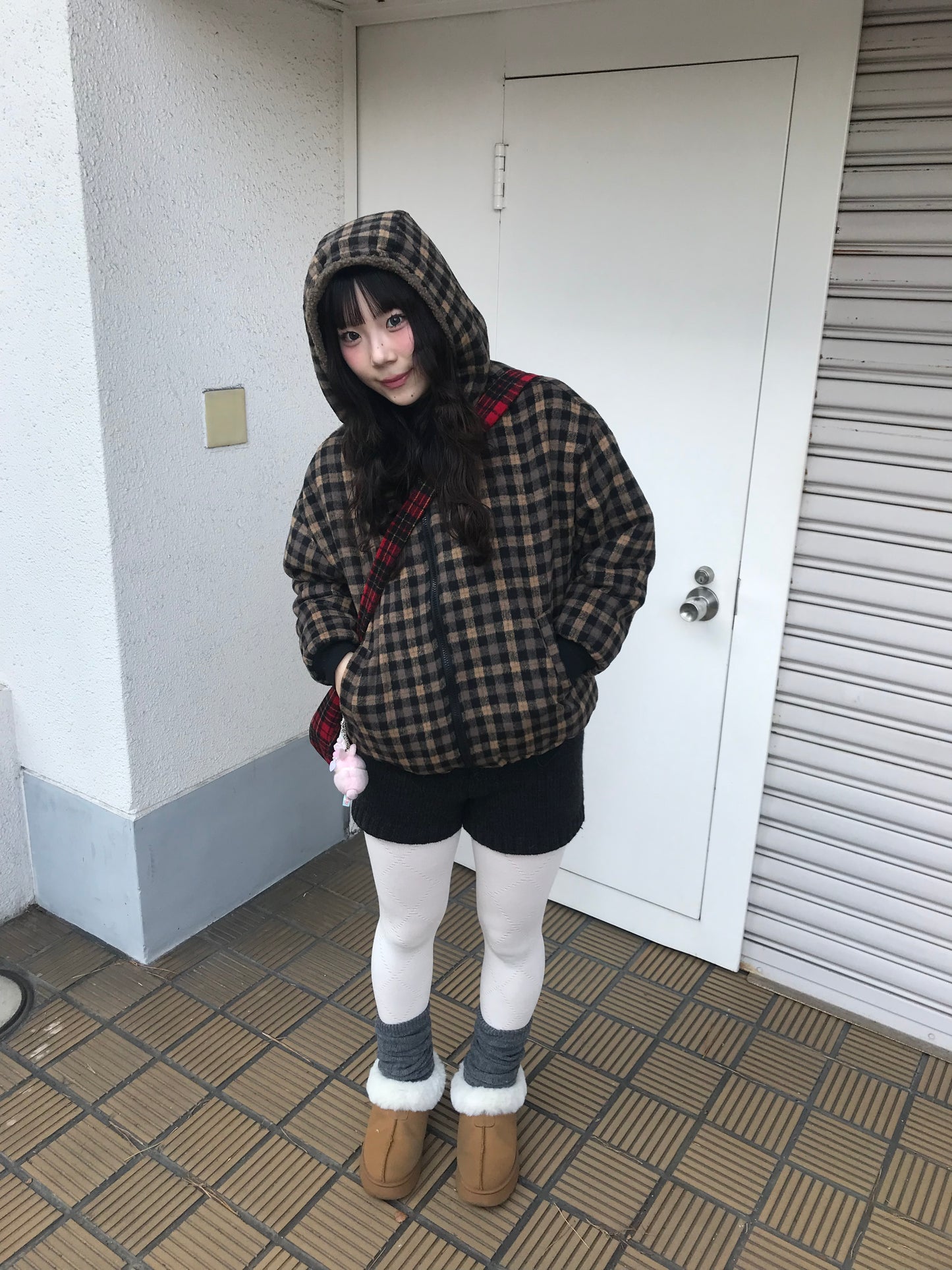 リバーシブルボアチェックアウター DPB89169