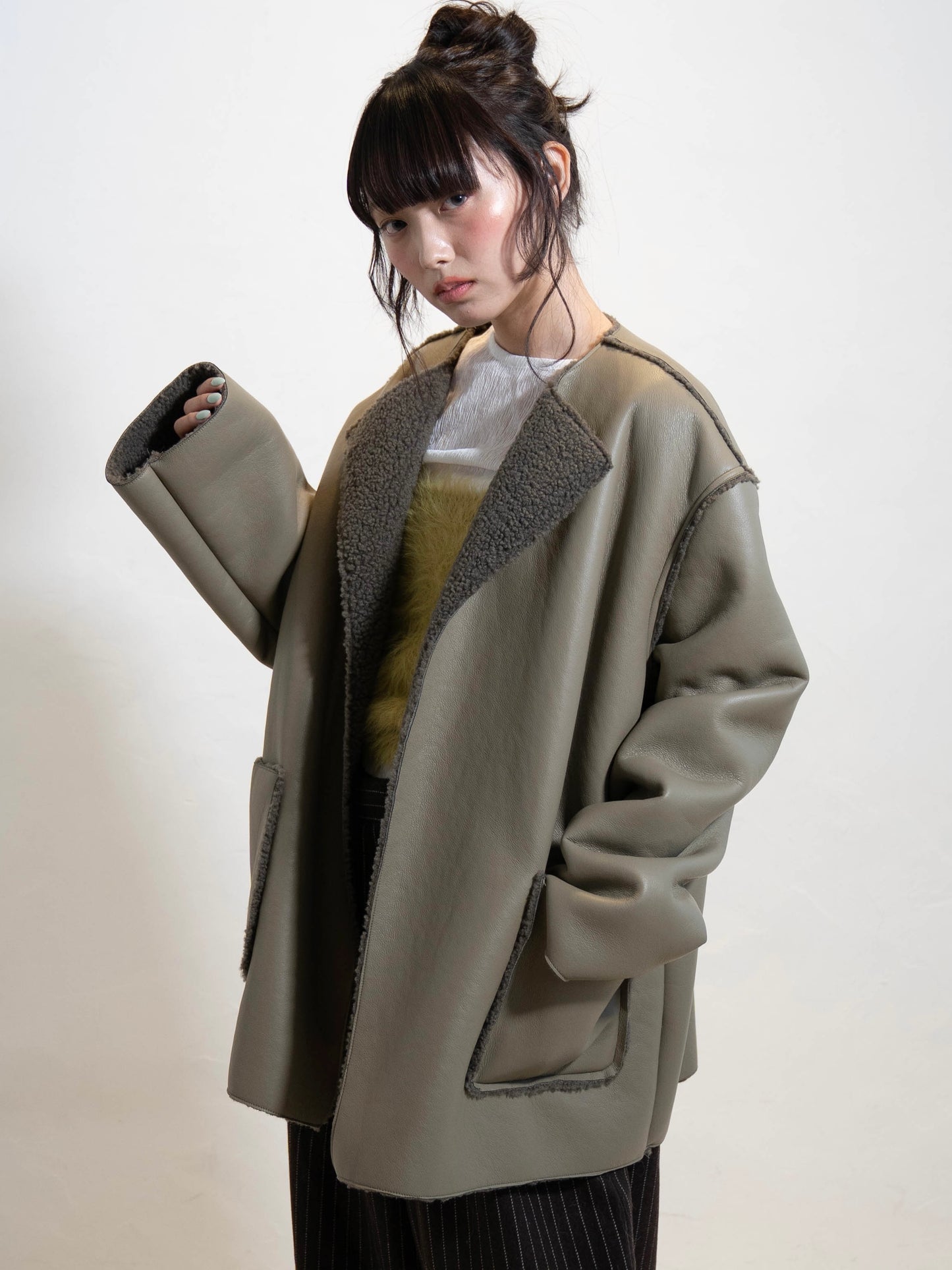 ポイントボアフェイクレザージャケット DPC02010