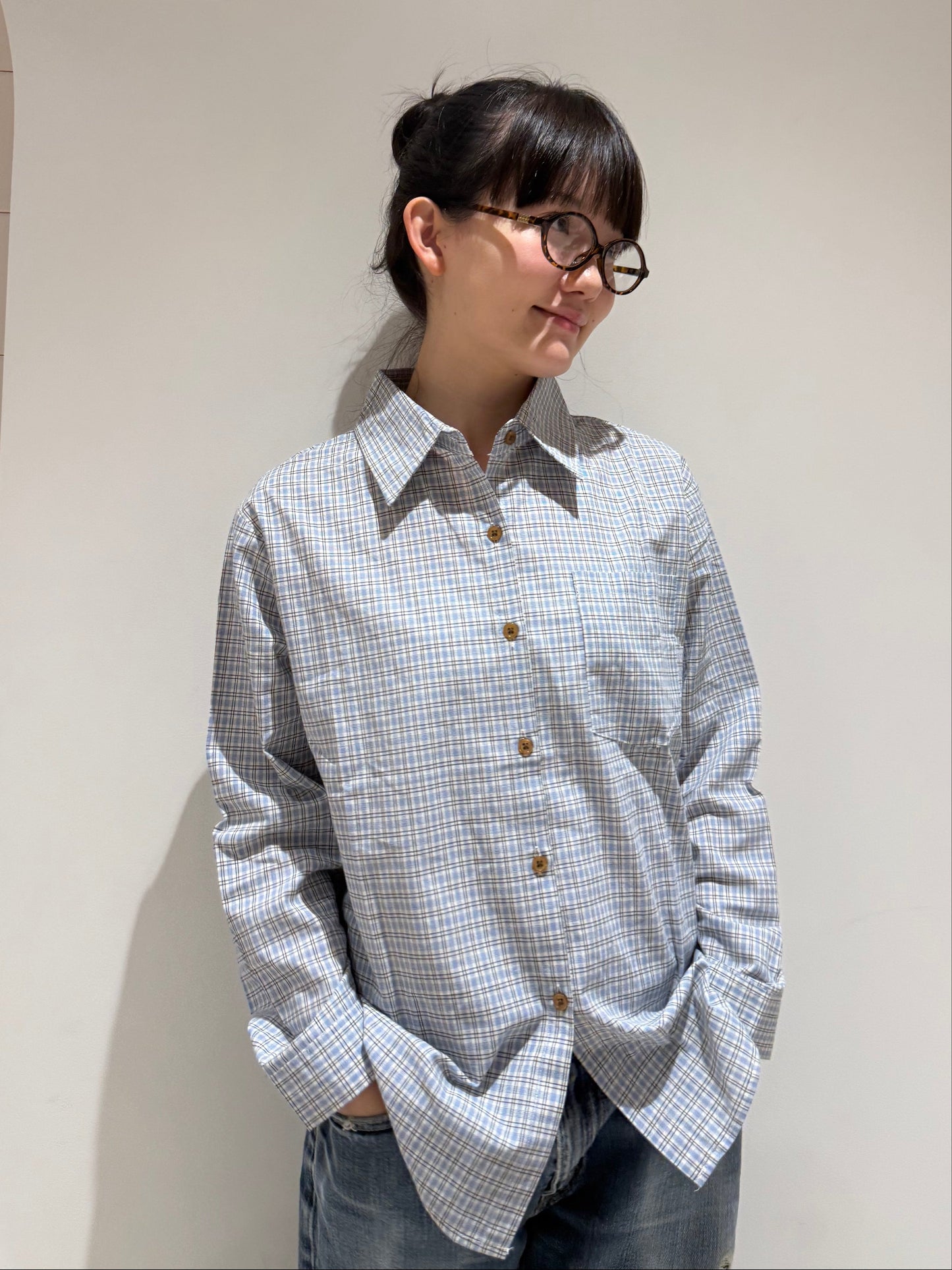 ライトブルーミニチェックシャツ DPA43675