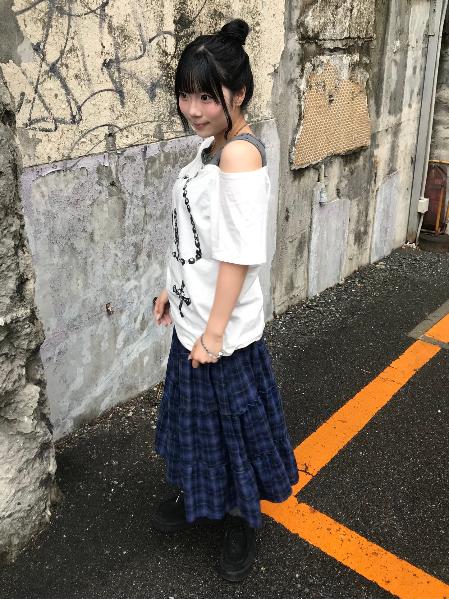 ロングチェックフリルスカート DPB89256