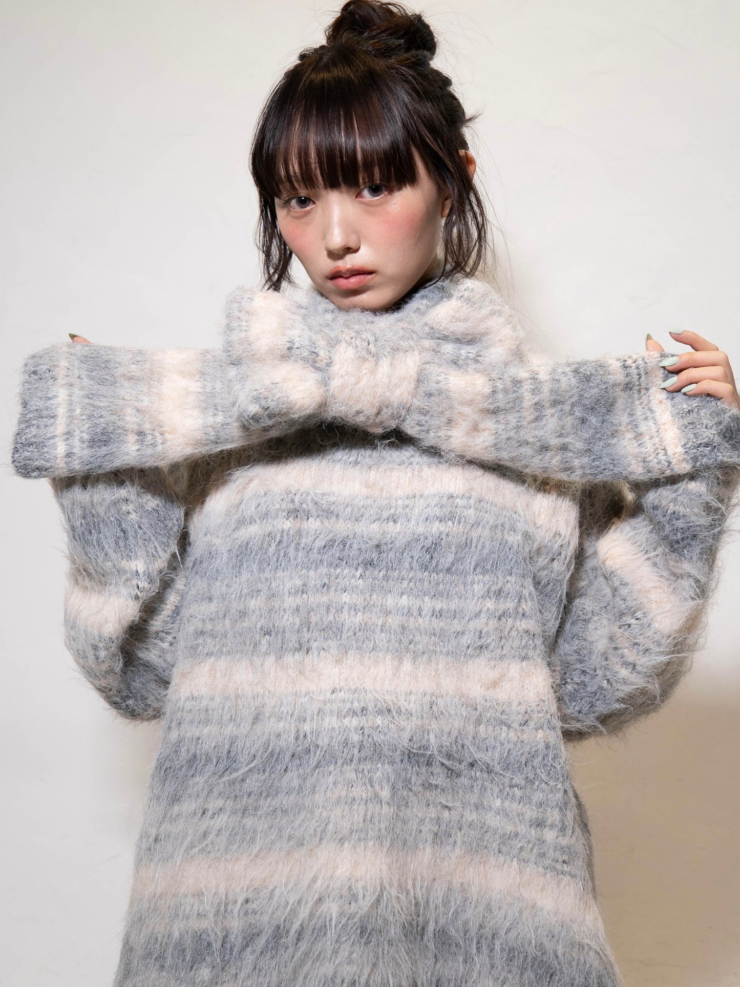 リボンマフラーボーダーニット DPC02005