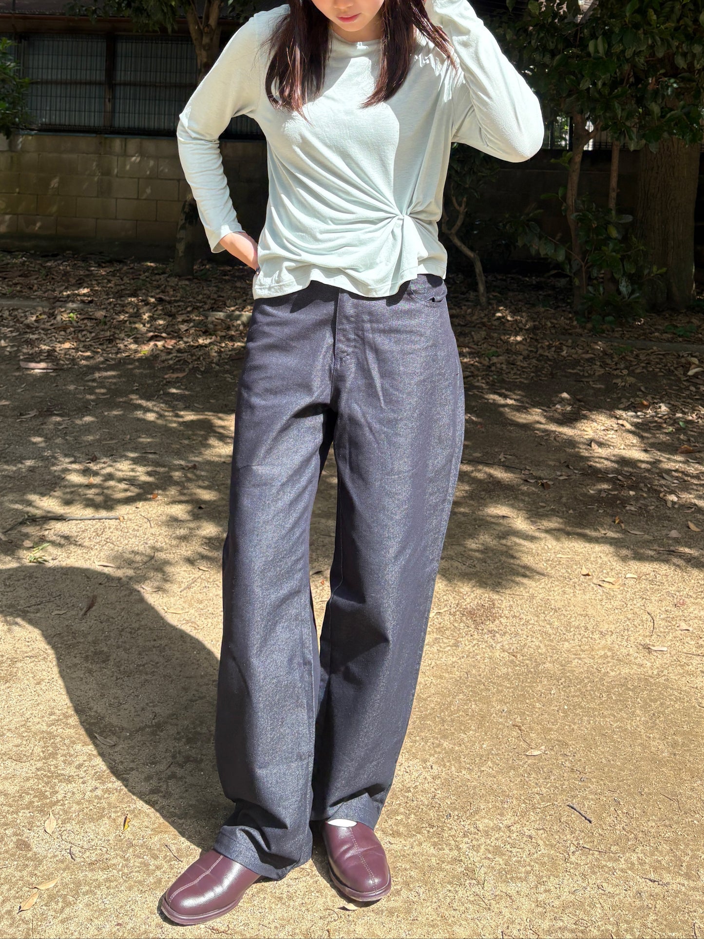 バックポケットスターワイドデニムパンツ DPC08012