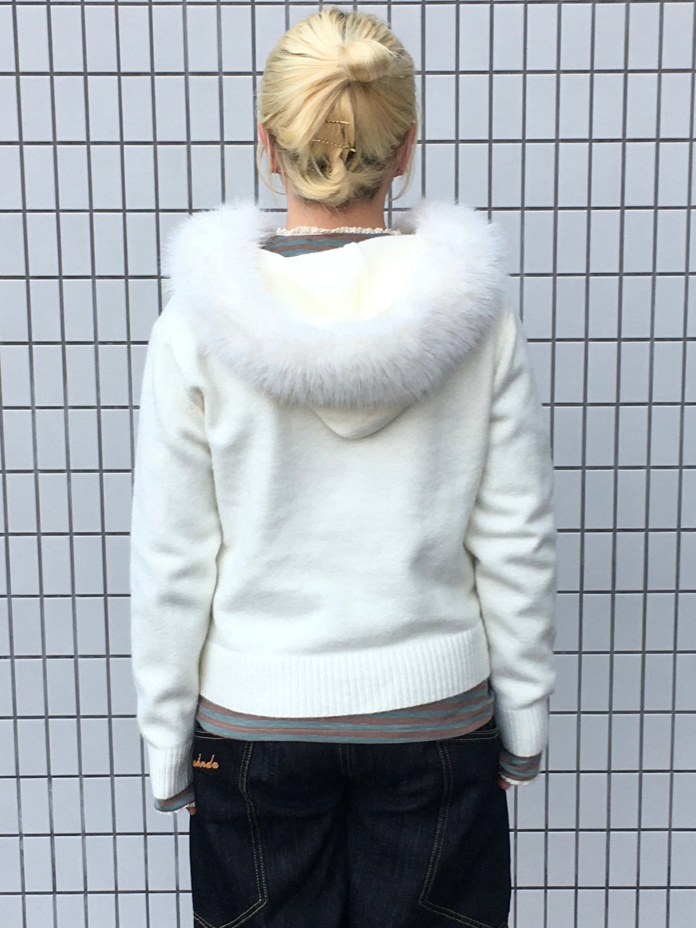 ファーフードニットパーカー DPB97066