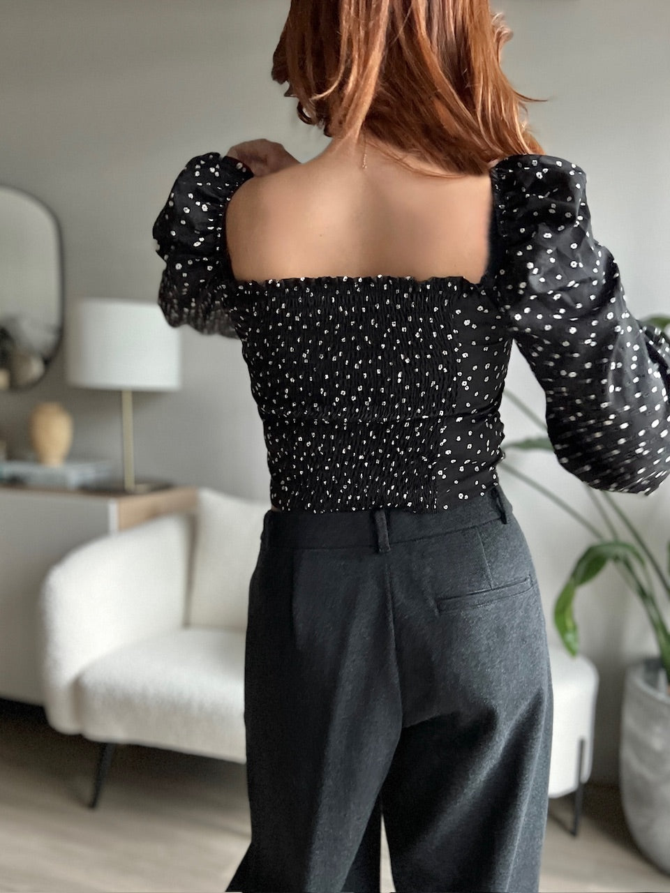 スクエアネックドットブラウス DPB56329