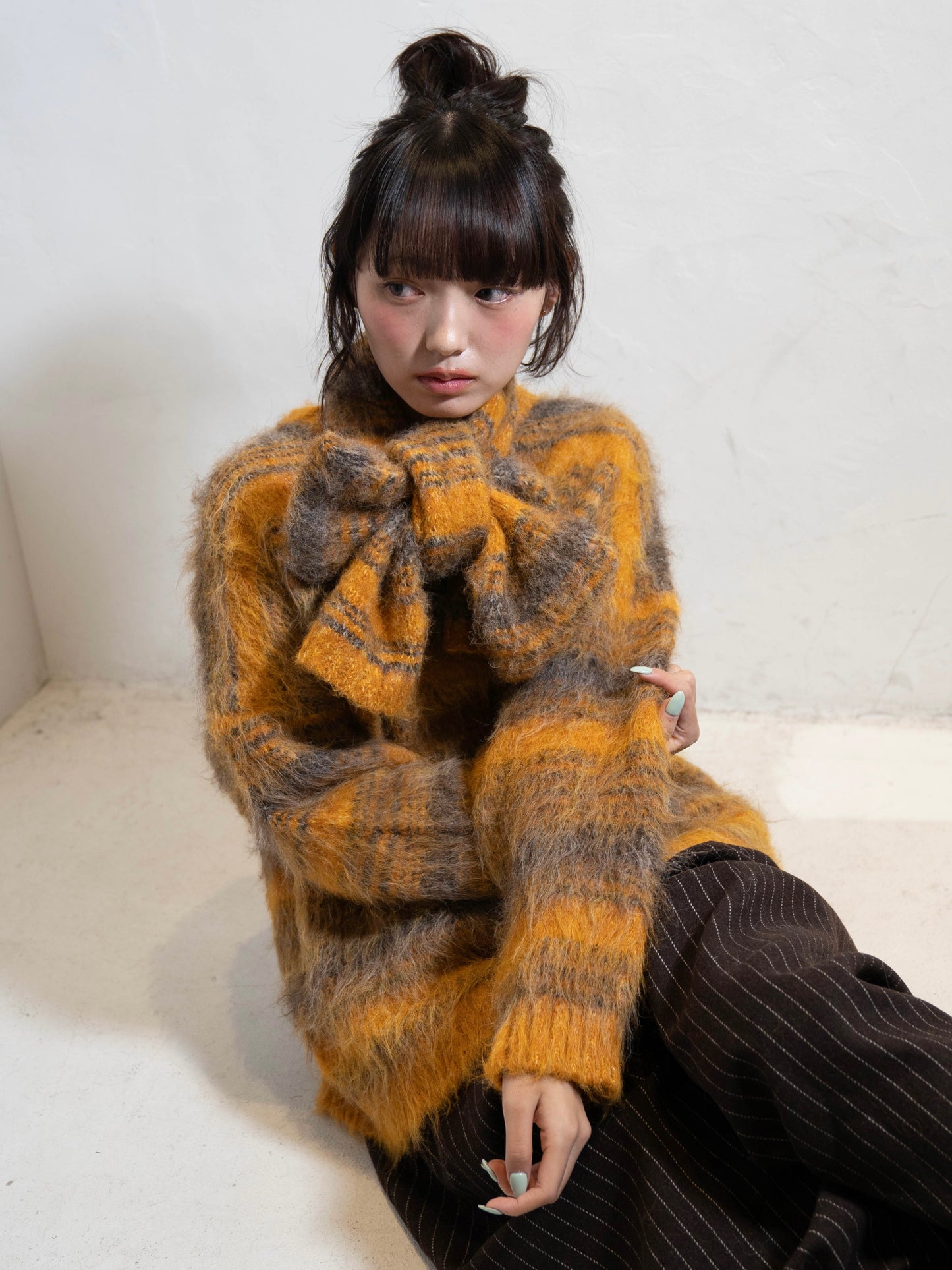 リボンマフラーボーダーニット DPC02005