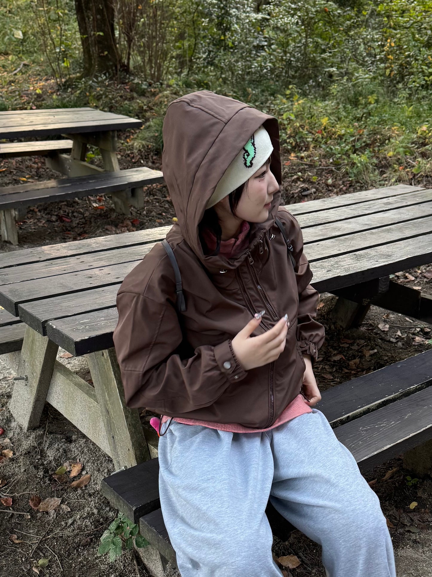 ブラウンナイロンパーカー DPB85371