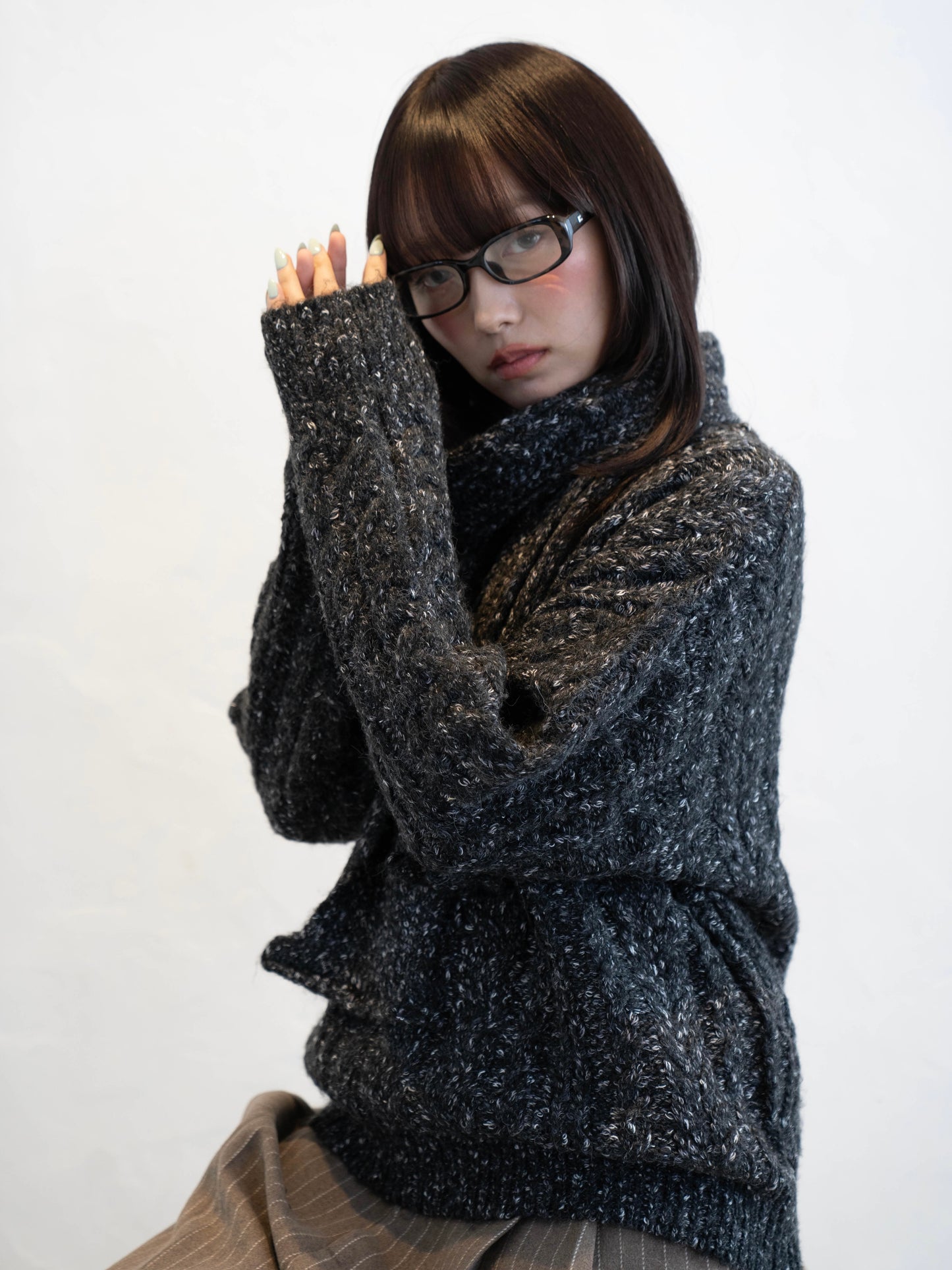 マフラー付きマーブルニット DPC02002