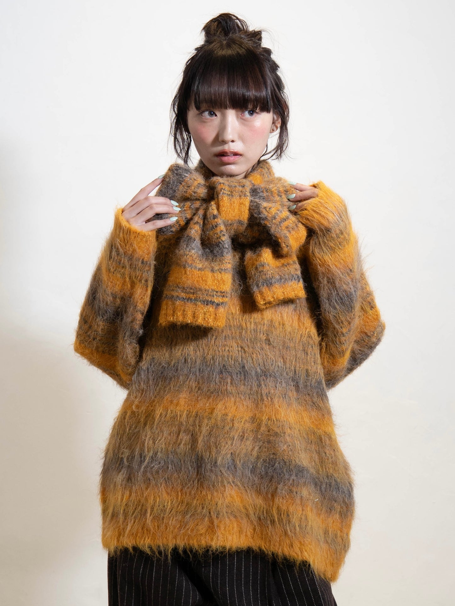 リボンマフラーボーダーニット DPC02005