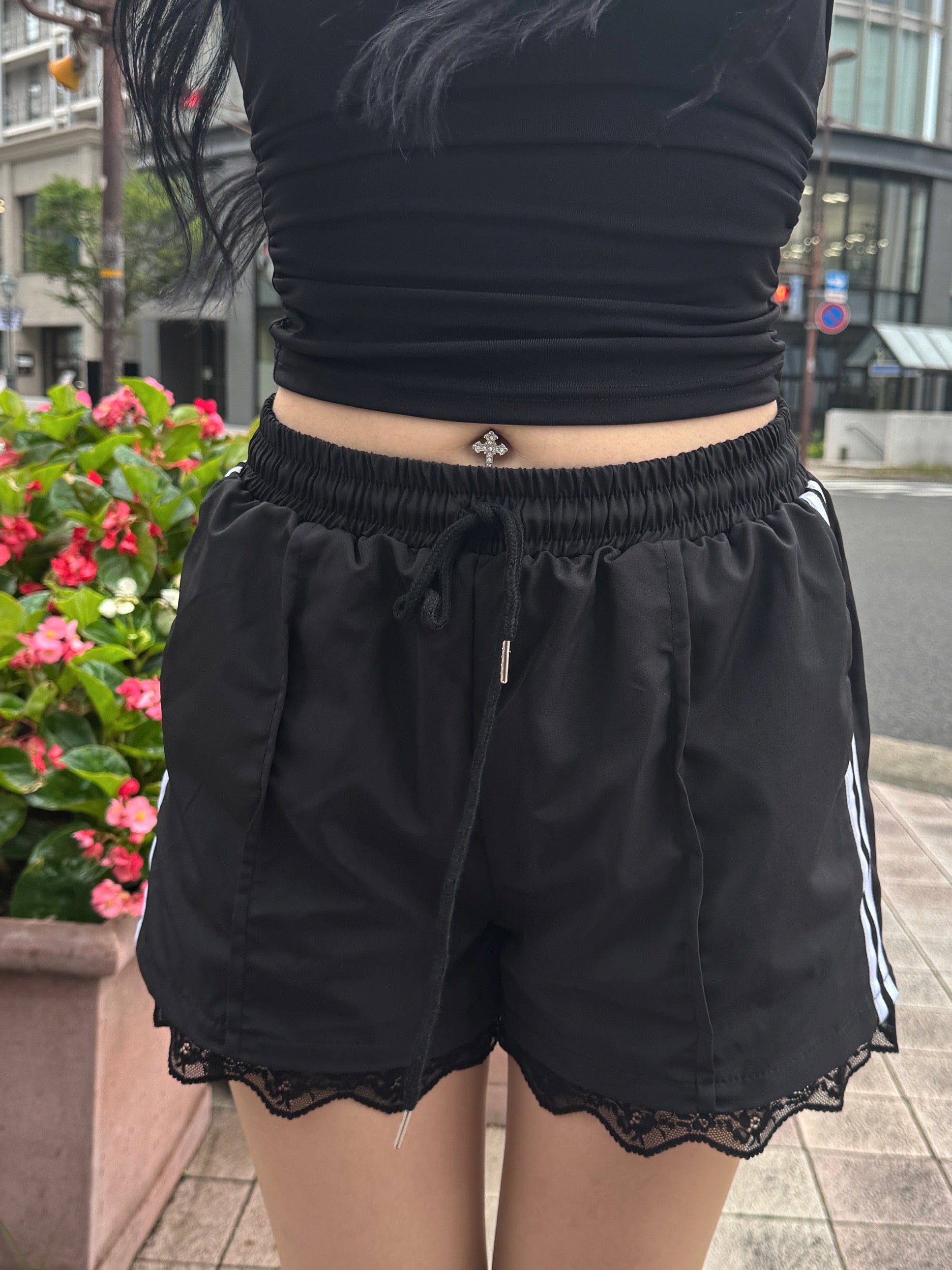 PUTUMAYO 黒 ショートパンツ 王冠デザイン PUTUMAYO 黒 ショートパンツ 王冠デザイン