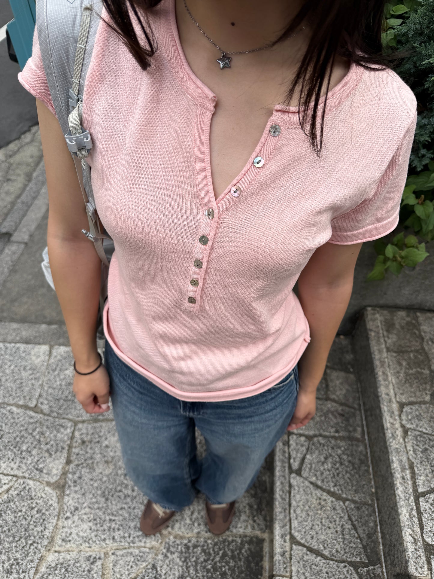 リブヘンリーネックTシャツ DPB78295