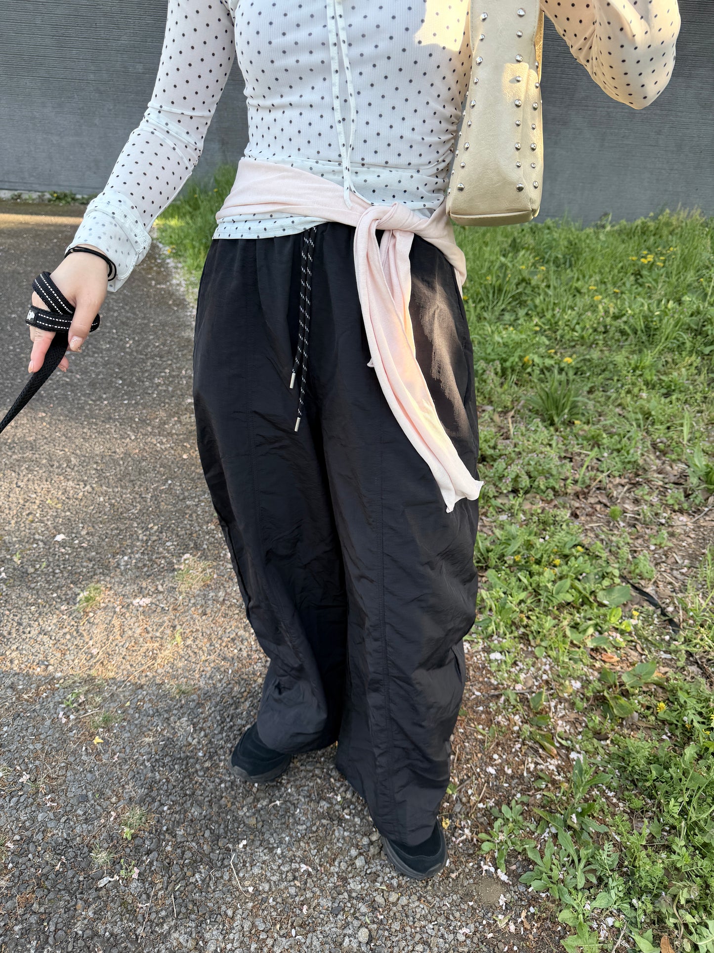 ウエストリボンナイロンワイドパンツ DPB78283