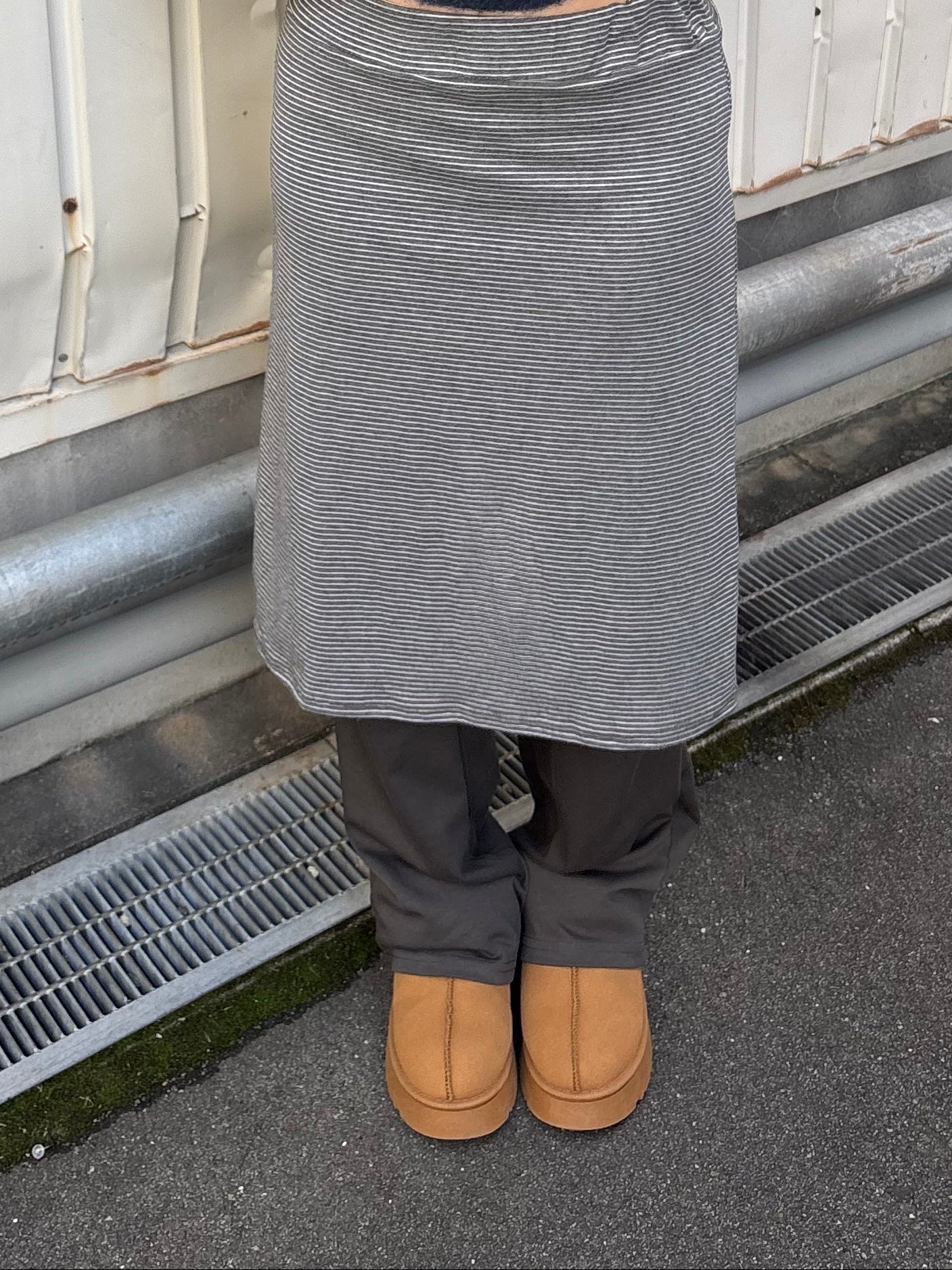 ストライプレイヤードスカートパンツ DPB89143