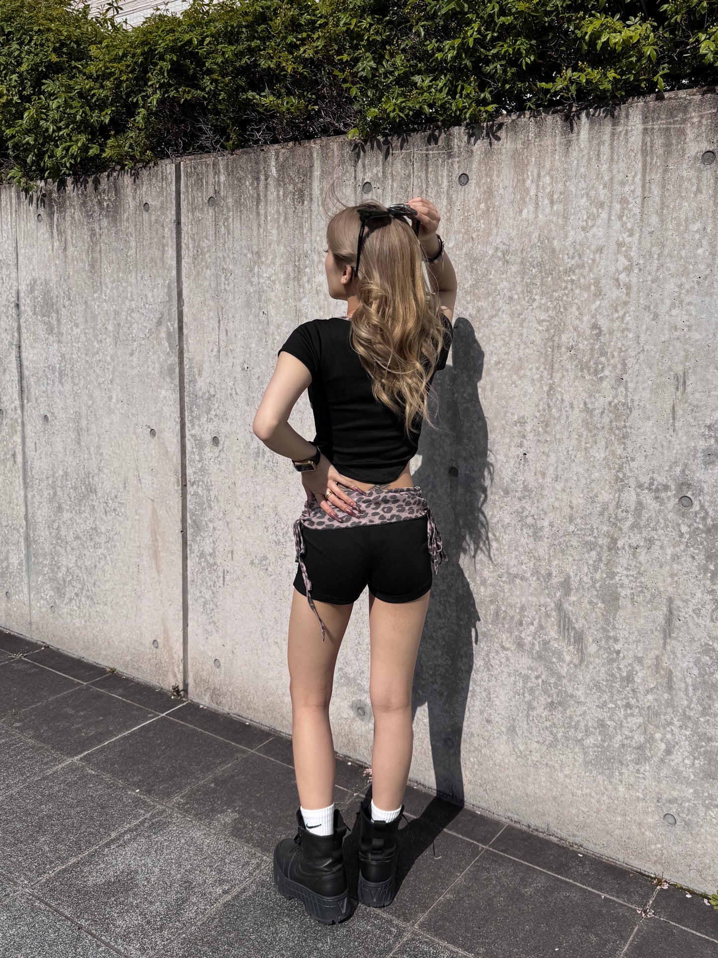 サイドギャザーレオパードショートパンツ DPB42365
