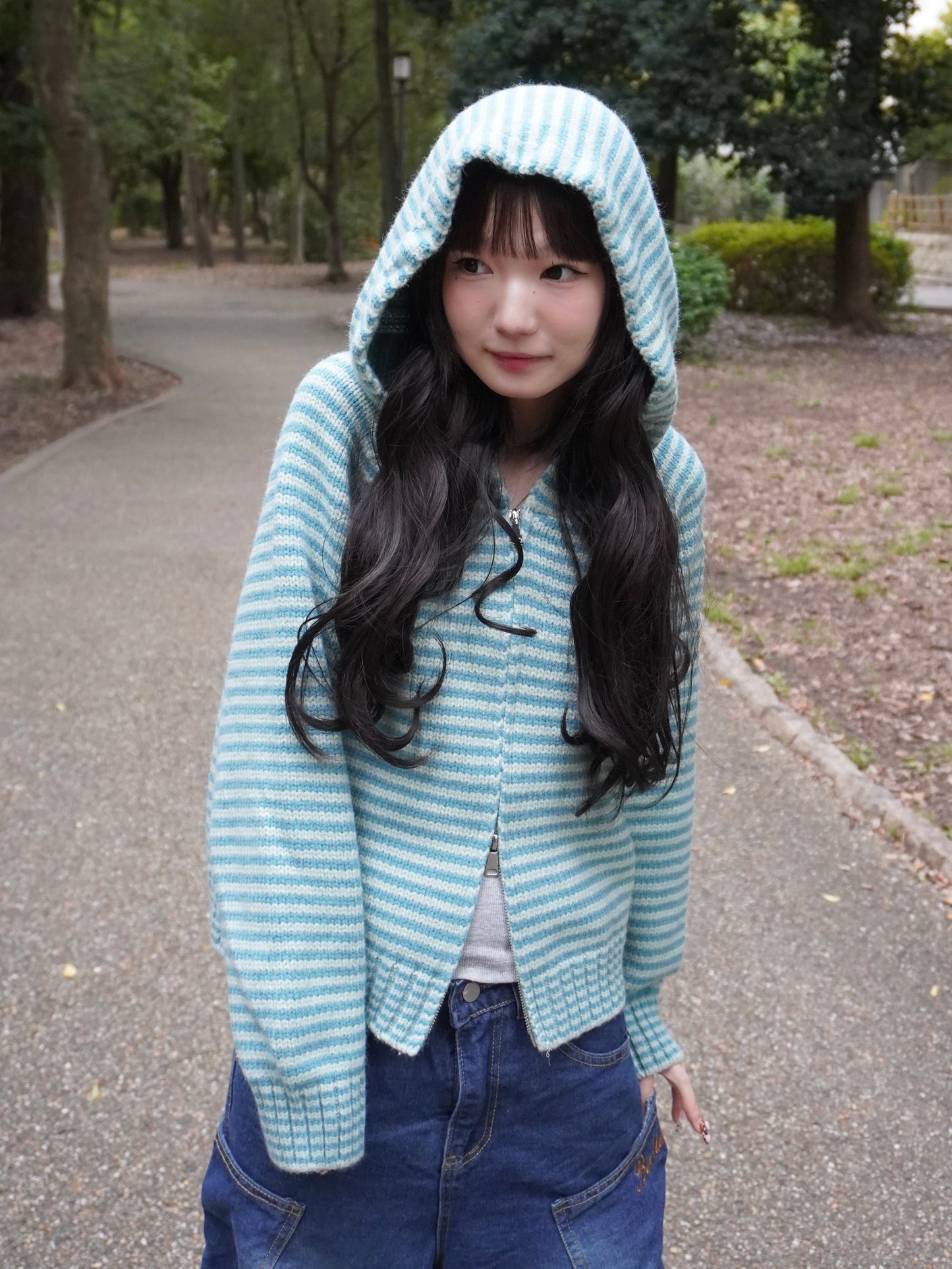 ボーダーニットダブルジップパーカー DPB85367