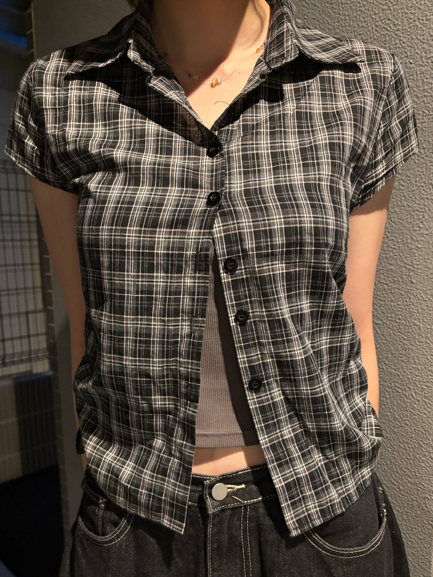 ドローストリングショートチェックシャツ DPC08050